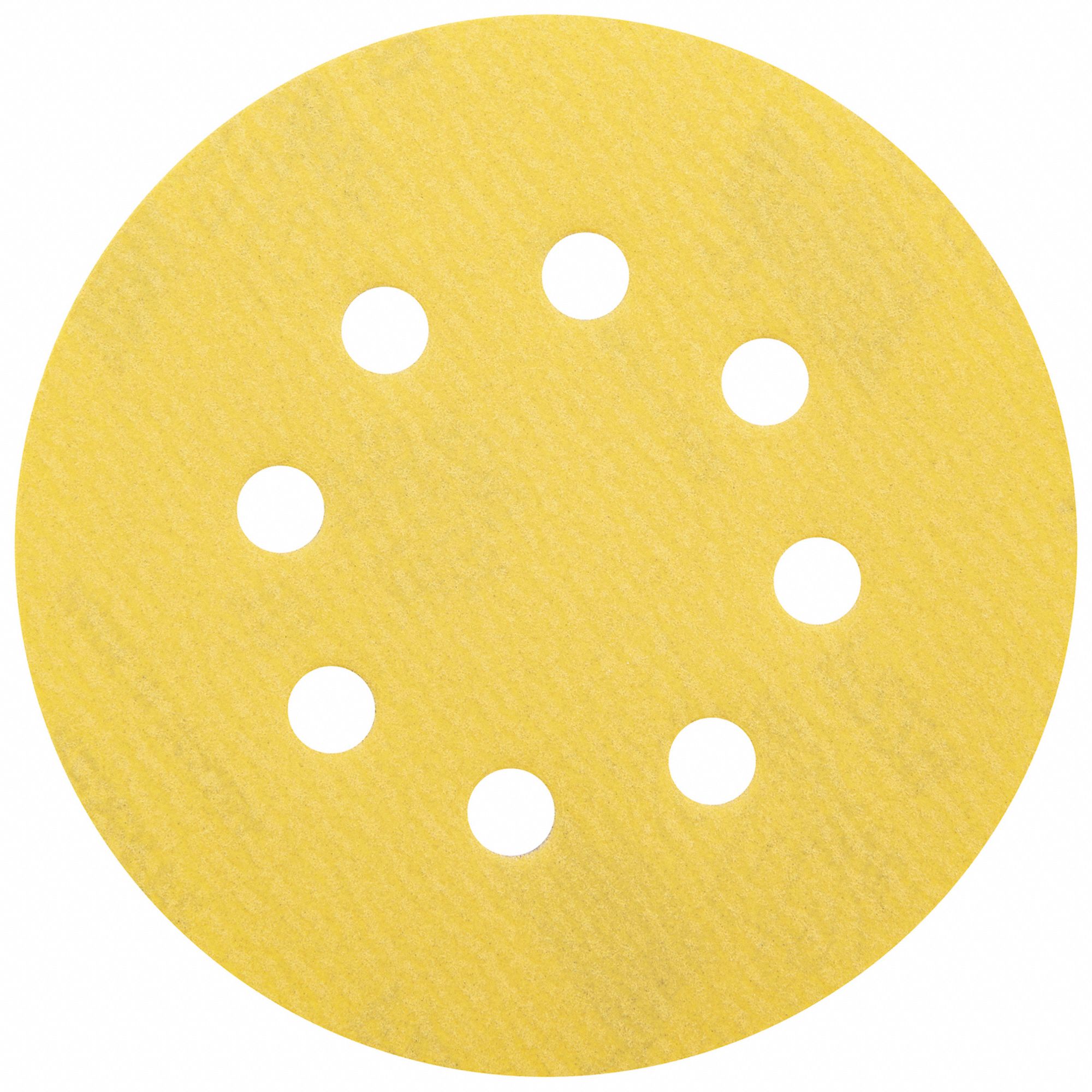 HOOK-AND-LOOP SANDING DISC, 5 IN DIAMETER, 8 HOLE, ALUMINUM OXIDE, P220 GRIT, C WEIGHT PAPER, A296