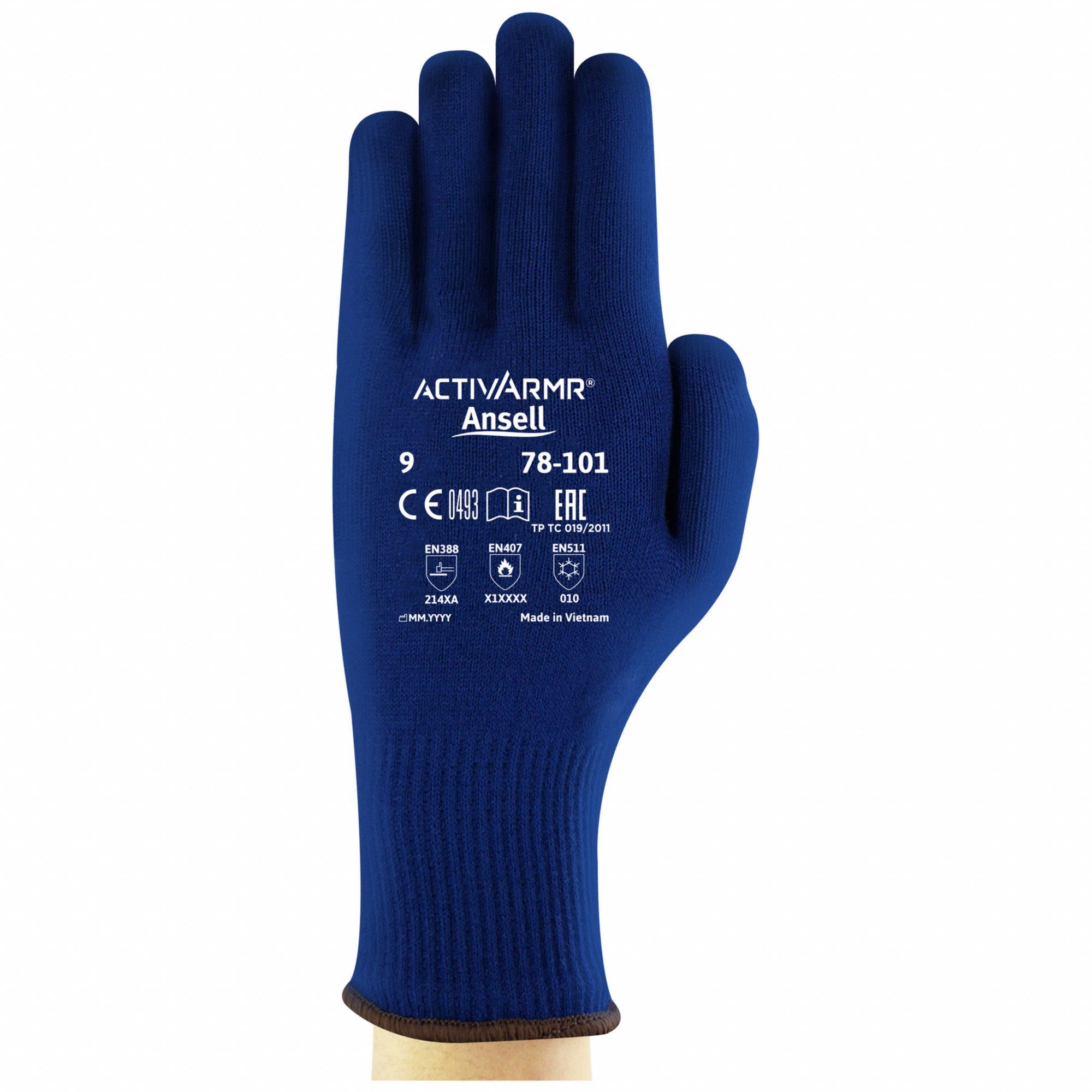 Knit Gloves: L ( 9 ), Uncoated, Uncoated, ThermoLite® ( 13 ga ), Blue, 1 PR