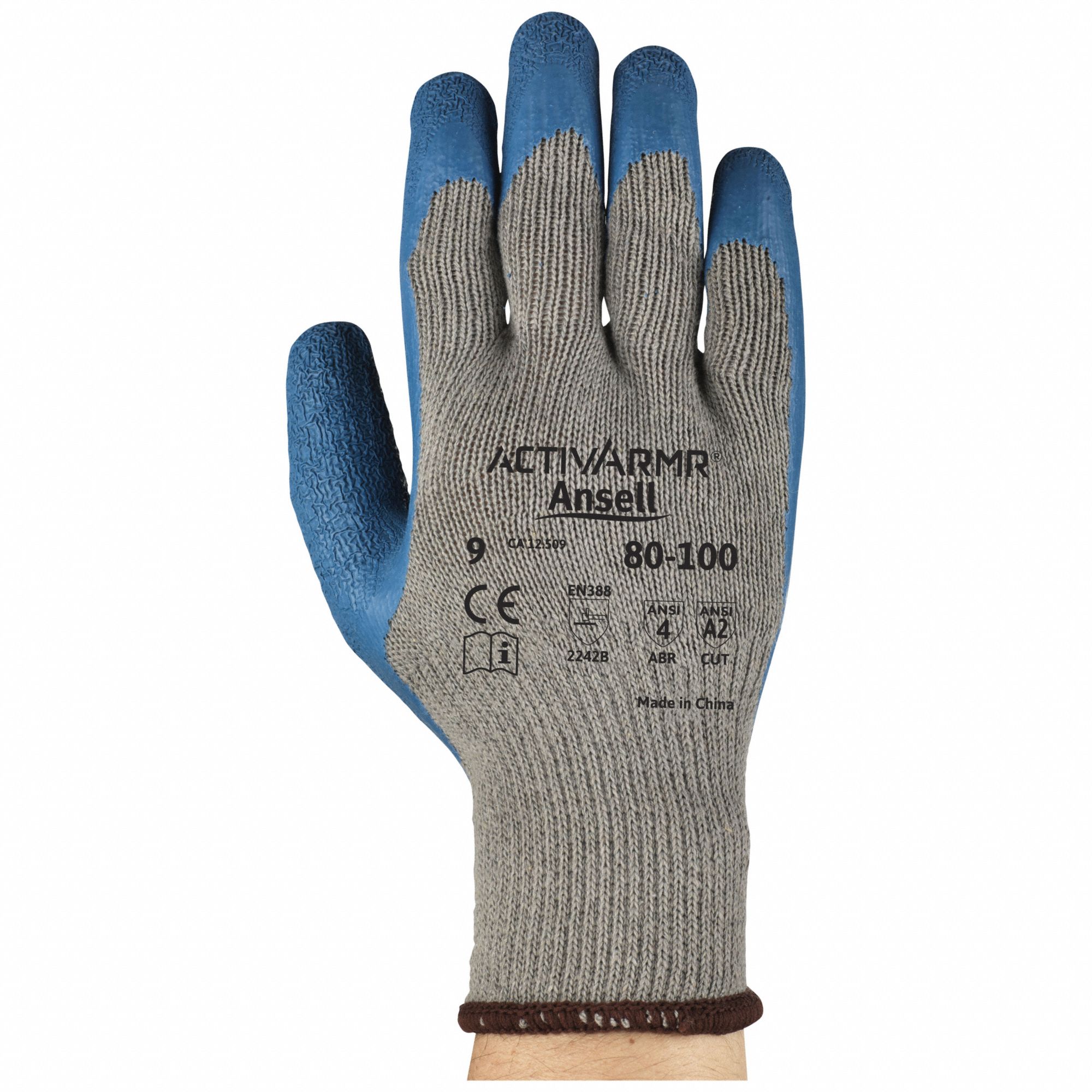 Airgas - ANE80-100-7 - Ansell Size 7 ActivArmr® Natural Latex Rubber Coated  Work Gloves With Cotton And Polyester Liner And Knit Wrist