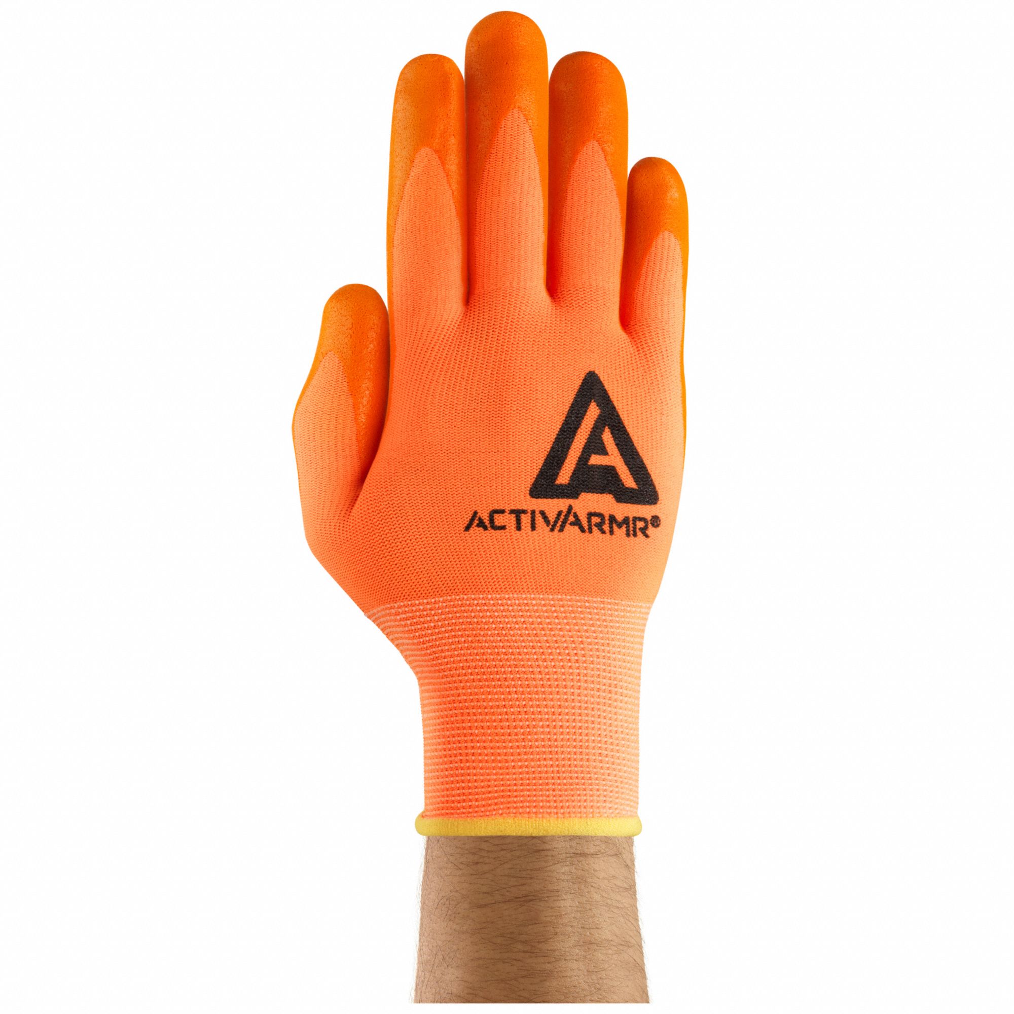 Coated Gloves: L ( 10 ), Smooth, Nitrile, Palm, Dipped, ANSI Abrasion Level 3, 1 PR