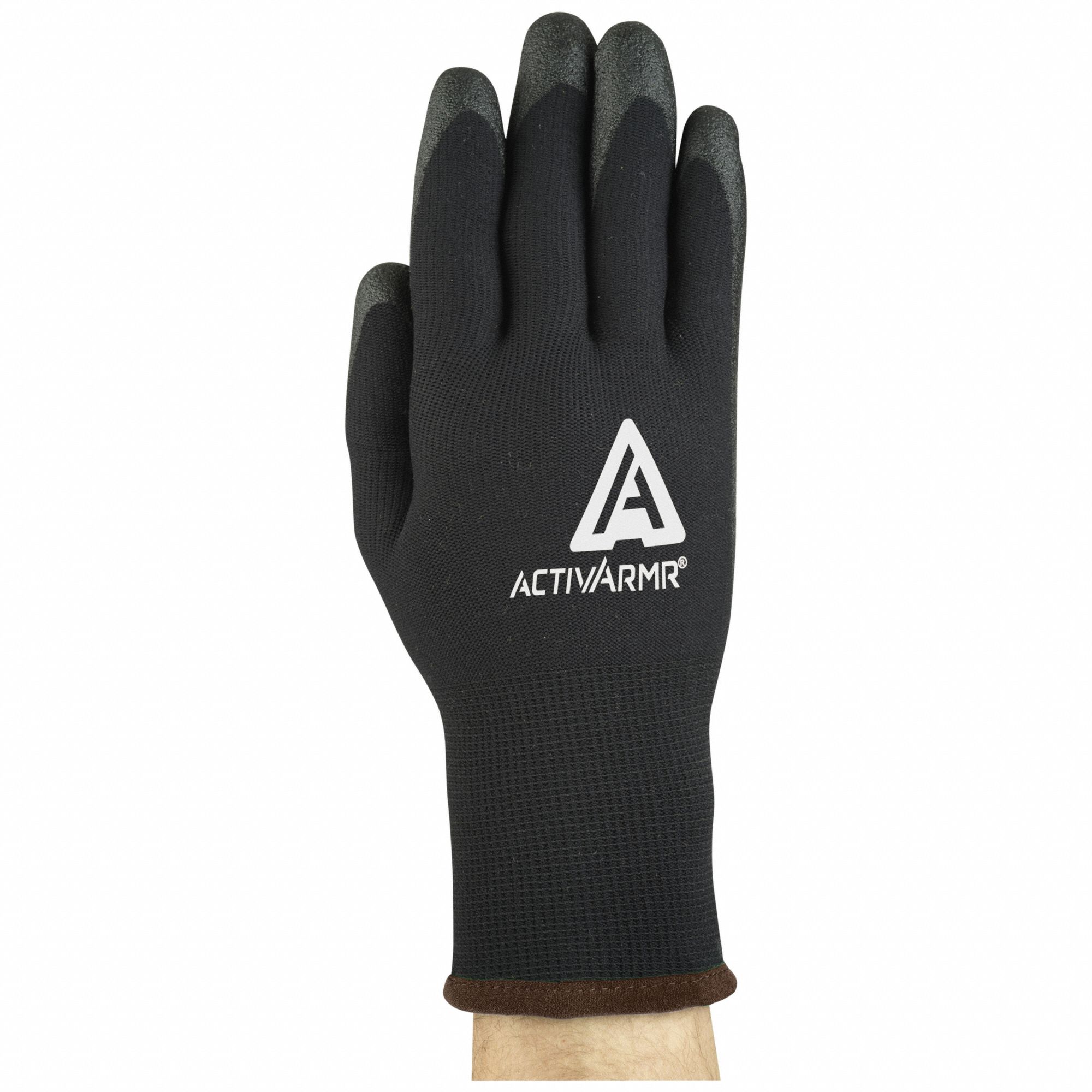 Knit Gloves: L ( 10 ), Palm, Dipped, PVC, Nylon, ANSI Cut Level A2, Smooth, Black, 1 PR