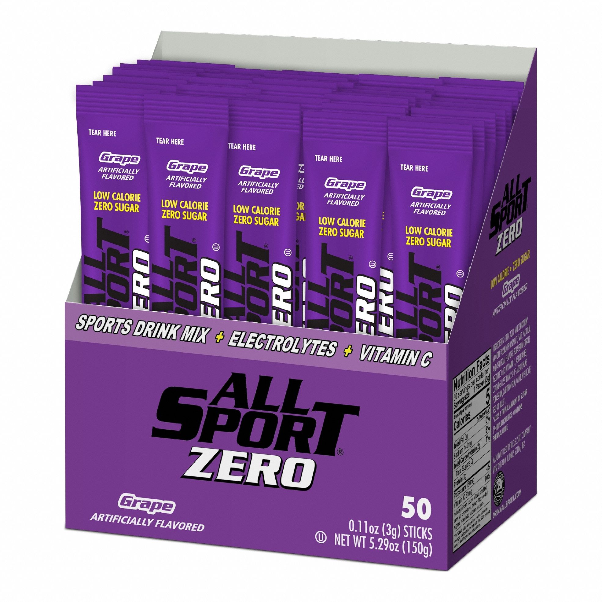ALL SPORT, Grape, Single-Serve, Sports Drink Mix - 491N15