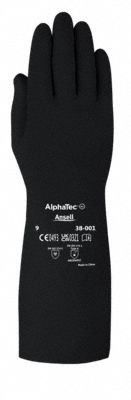 Chemical-Resistant Gloves: 38001, ANSELL AlphaTec(R) 38-001, 10 Glove Size, 10 Size - Numeric, 1 PR