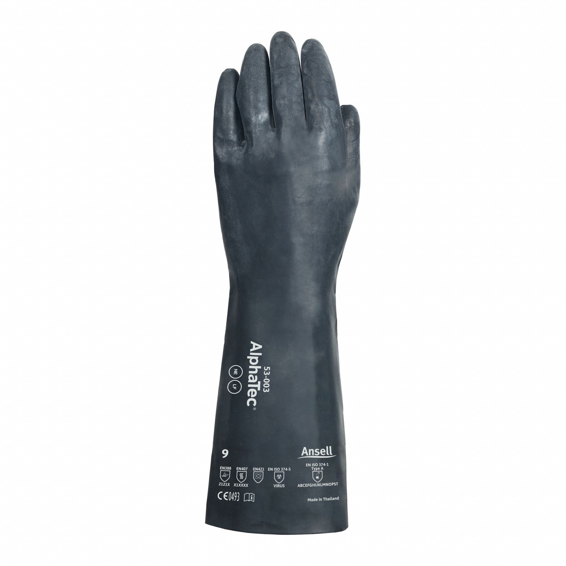 Chemical-Resistant Gloves: 53003, ANSELL AlphaTec(R) 53-003, 10 Glove Size, High Dexterity, 1 PR