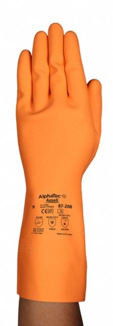 Chemical-Resistant Gloves: 87-208, ANSELL AlphaTec, 7 Glove Size, Gen Purpose, 13 in Glove Lg, 1 PR