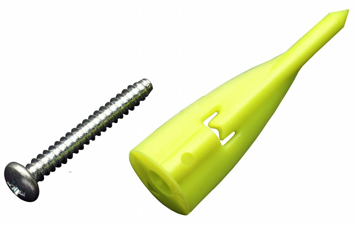 Wall Anchor: 2 in Overall Lg, Nylon, Plain, Plastic, Plain, 5, 000 PK