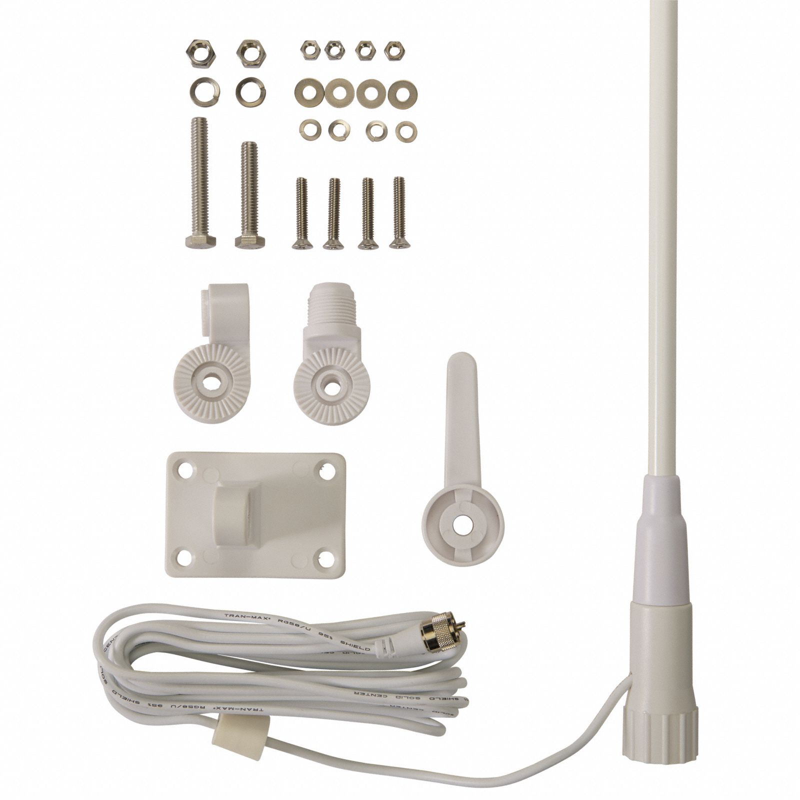 COBRA Antenna: VHF, Fits Cobra, For BlueBound, MRF, VHF, 156 MHz to 162 MHz, 5 ft Overall Lg, White (MPN CM 300-004). Key specifications — Compatible Radio Series: BlueBound, MRF; Band Type: VHF; Brand: COBRA; Antenna Type: VHF; Color: White.