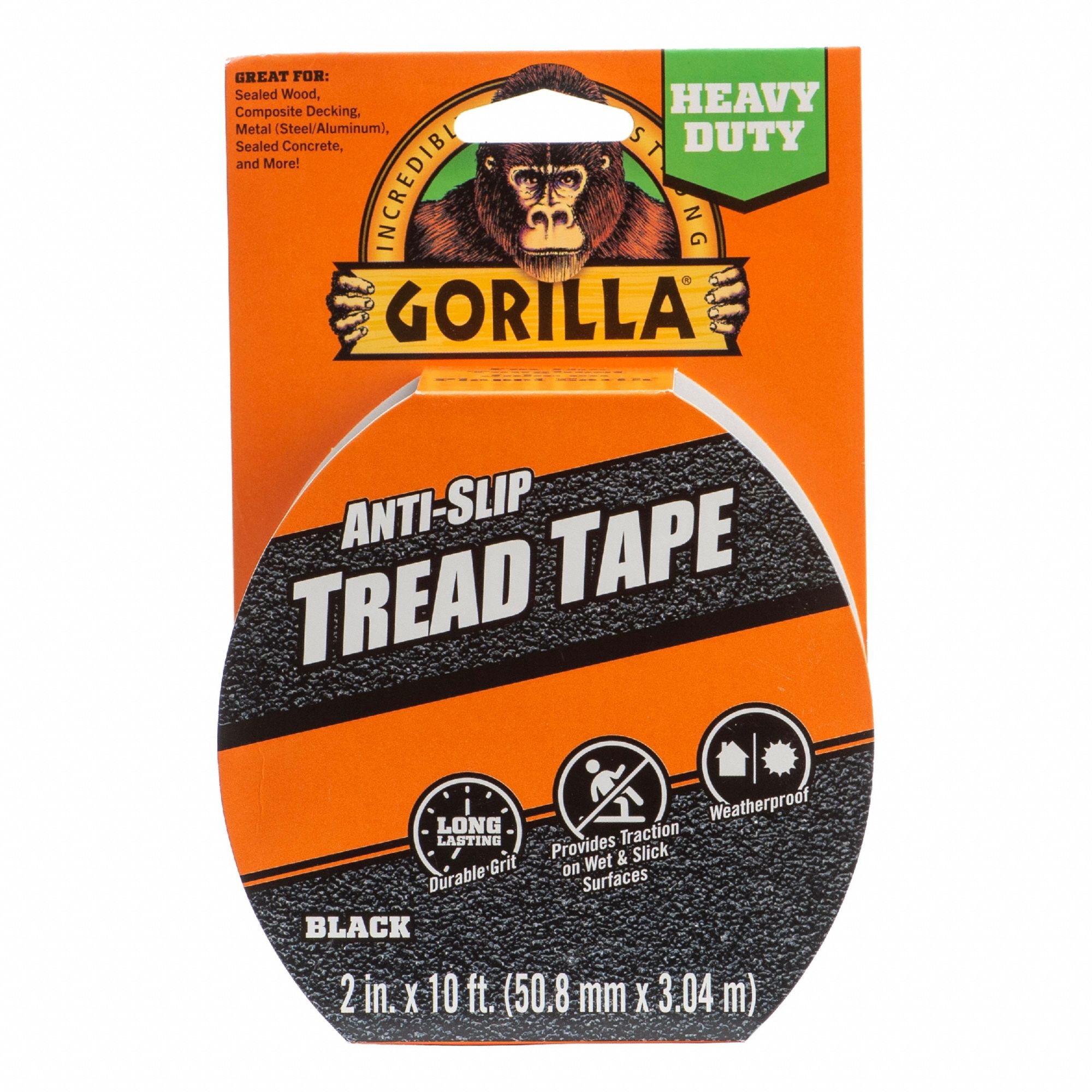 Anti-Slip Tape: Very Coarse, 30 Grit Size, Solid, Black, 2 in x 10 ft, 100 mil Tape Thick, Acrylic