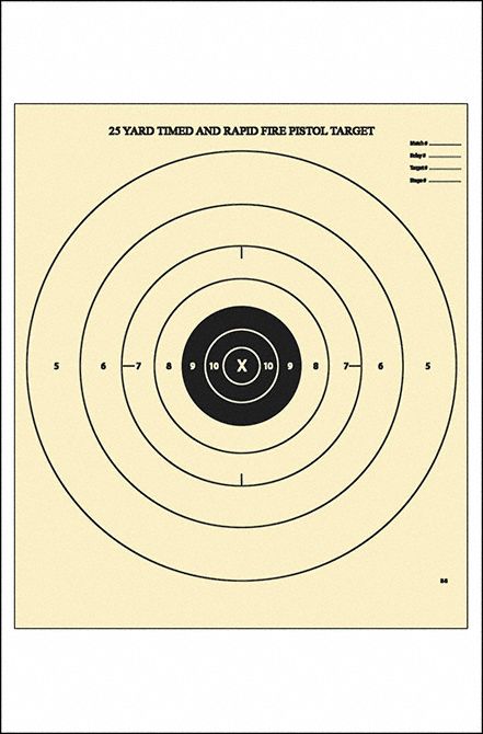 Shooting Range Targets: Paper, Bullseye Target, 24 in Ht, 21 in Wd, White, 100 PK