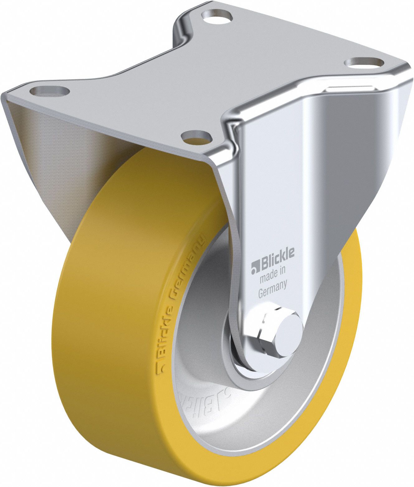 Plate Caster: Rigid, No Brake, Polyurethane, 102 mm Wheel Dia, 40 mm Wheel Wd, Slot
