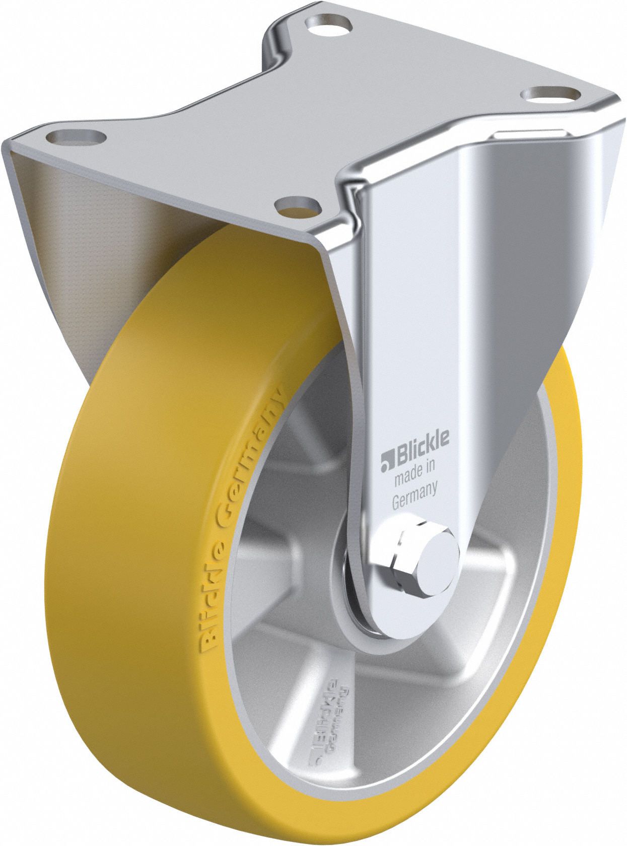 Plate Caster: Rigid, No Brake, Polyurethane, 127 mm Wheel Dia, 40 mm Wheel Wd, Slot