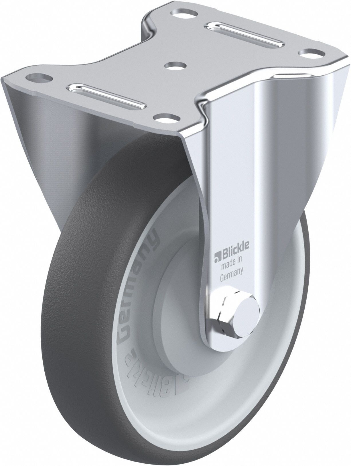 Plate Caster: Rigid, No Brake, Polyurethane, 6 5/16 in Wheel Dia, 1 9/16 in Wheel Wd