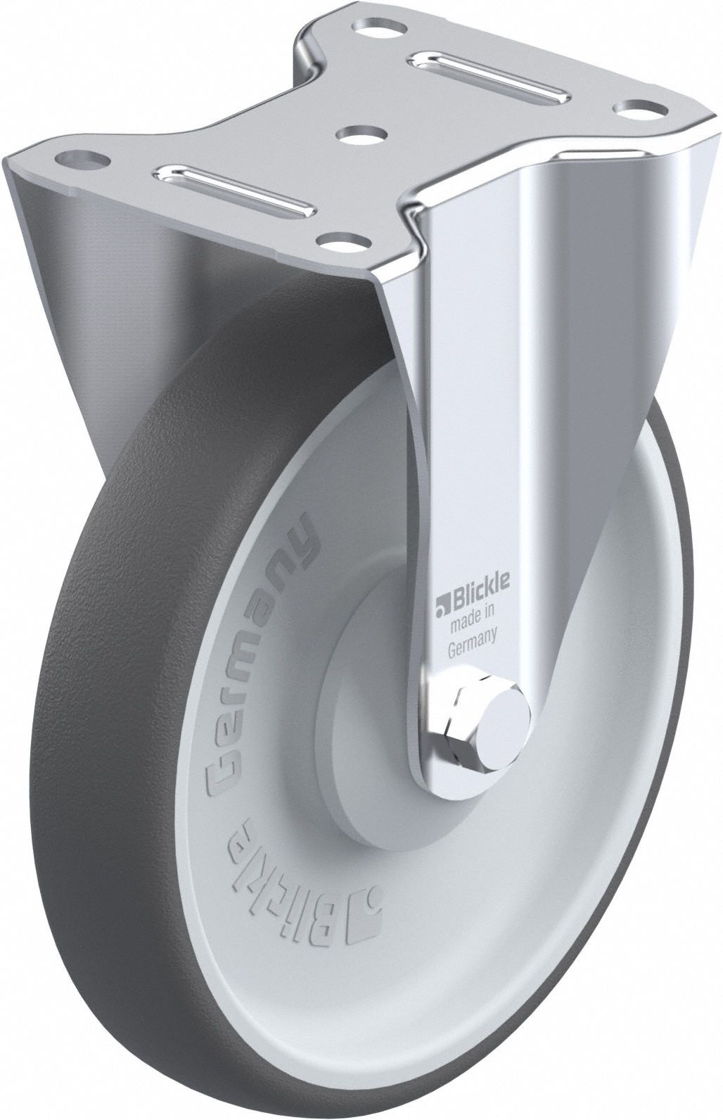 Plate Caster: Rigid, No Brake, Polyurethane, 8 in Wheel Dia, 1 9/16 in Wheel Wd