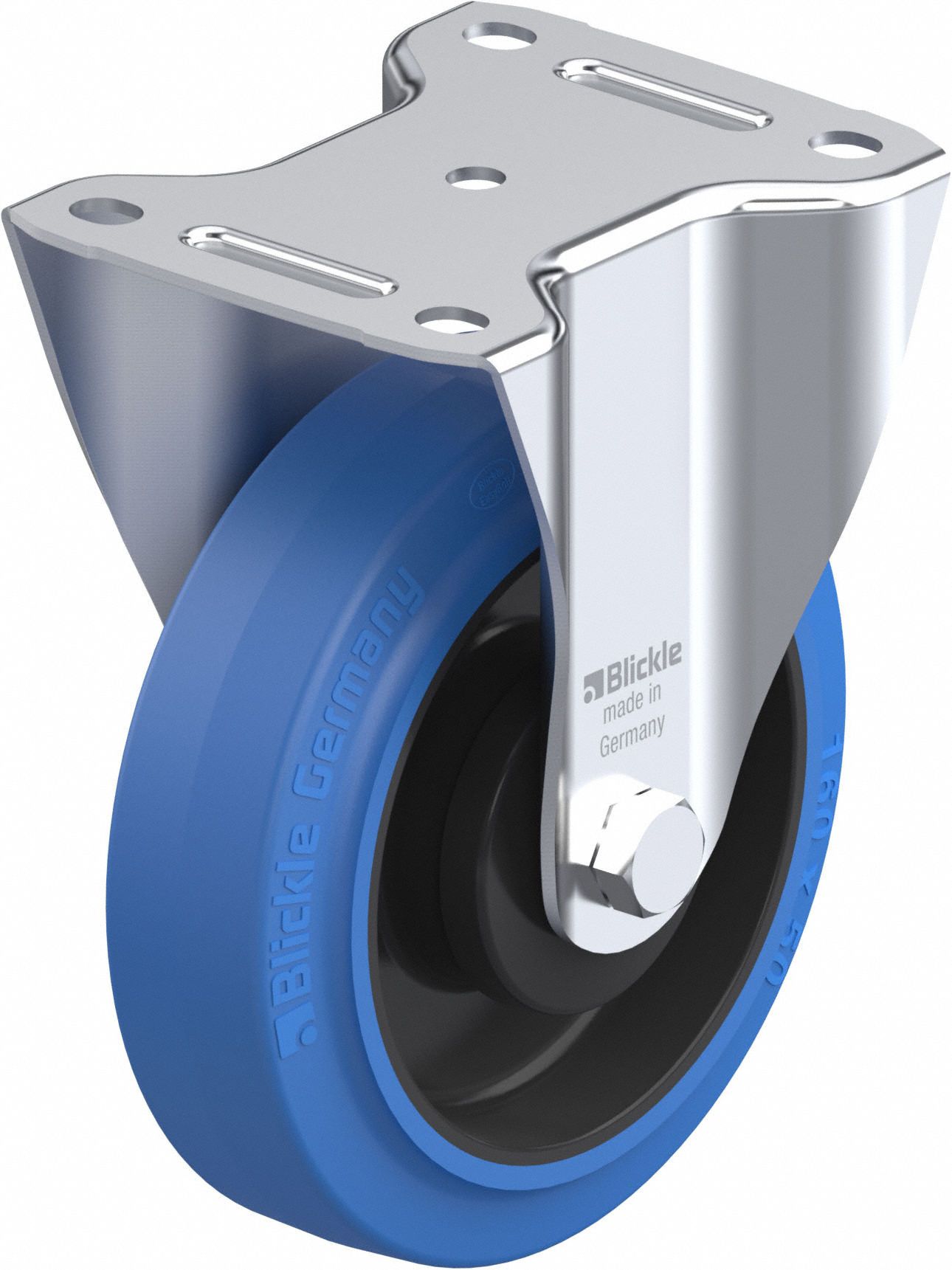 Plate Caster: Rigid, No Brake, Rubber, 6 5/16 in Wheel Dia, 2 in Wheel Wd, Slot