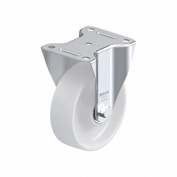 Plate Caster: Rigid, No Brake, 6 in Wheel Dia, 2 in Wheel Wd, 7 1/2 in Mounting Ht