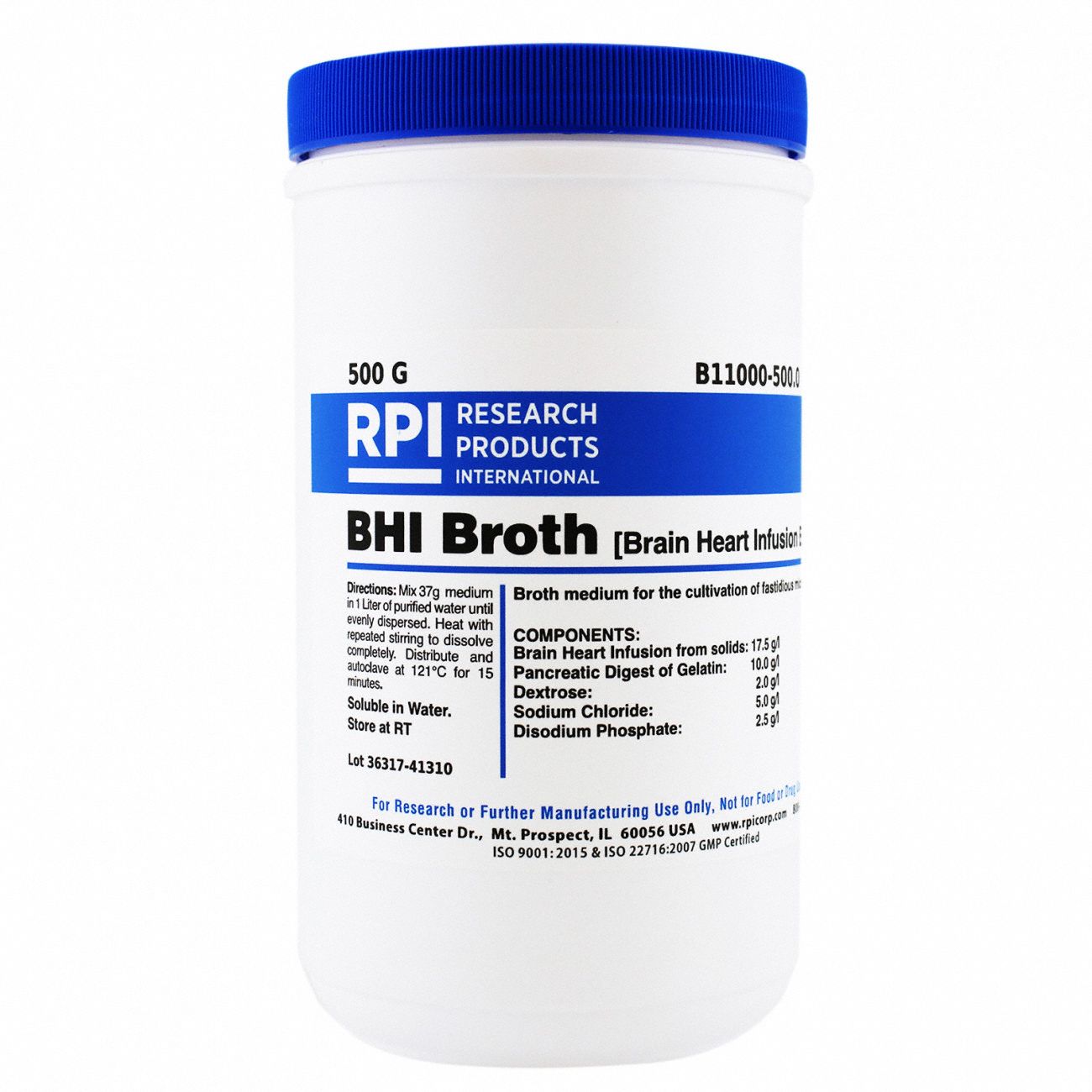Brain Heart Infusion Broth: Lab, 500 g, Reagent, Solid, 18 mo Shelf Life, 1