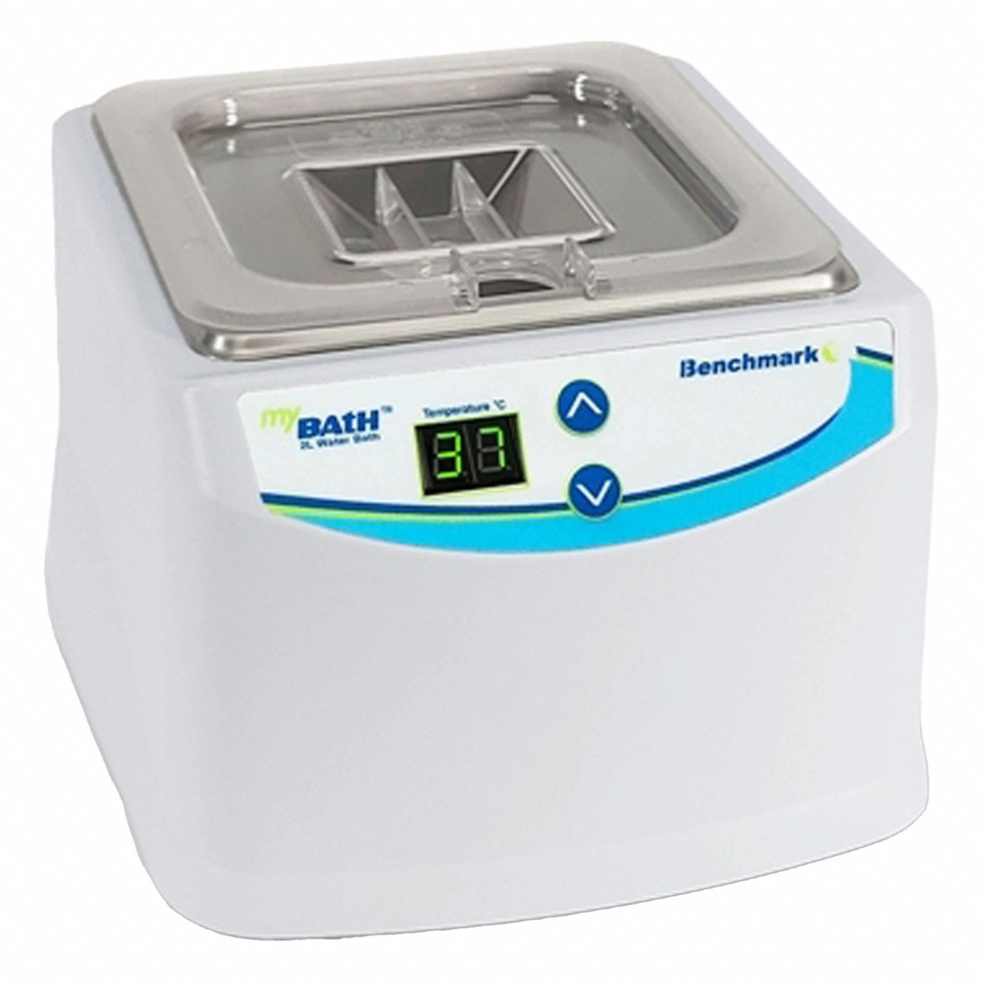 Water Bath: 2 L Capacity, 100°C Max Temp, Stainless Steel, +0.2°C, Digital