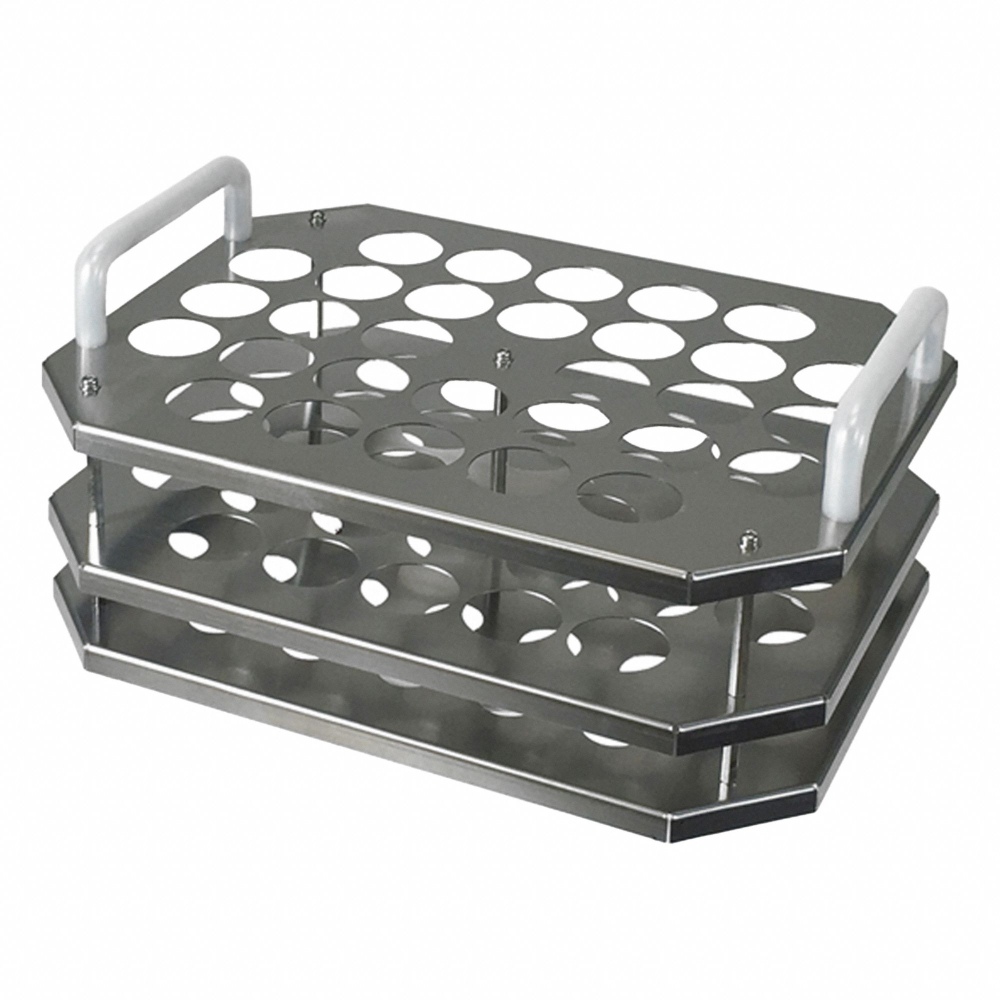 Tube Rack: Stainless Steel, Silver, (30) Tubes, Benchtop