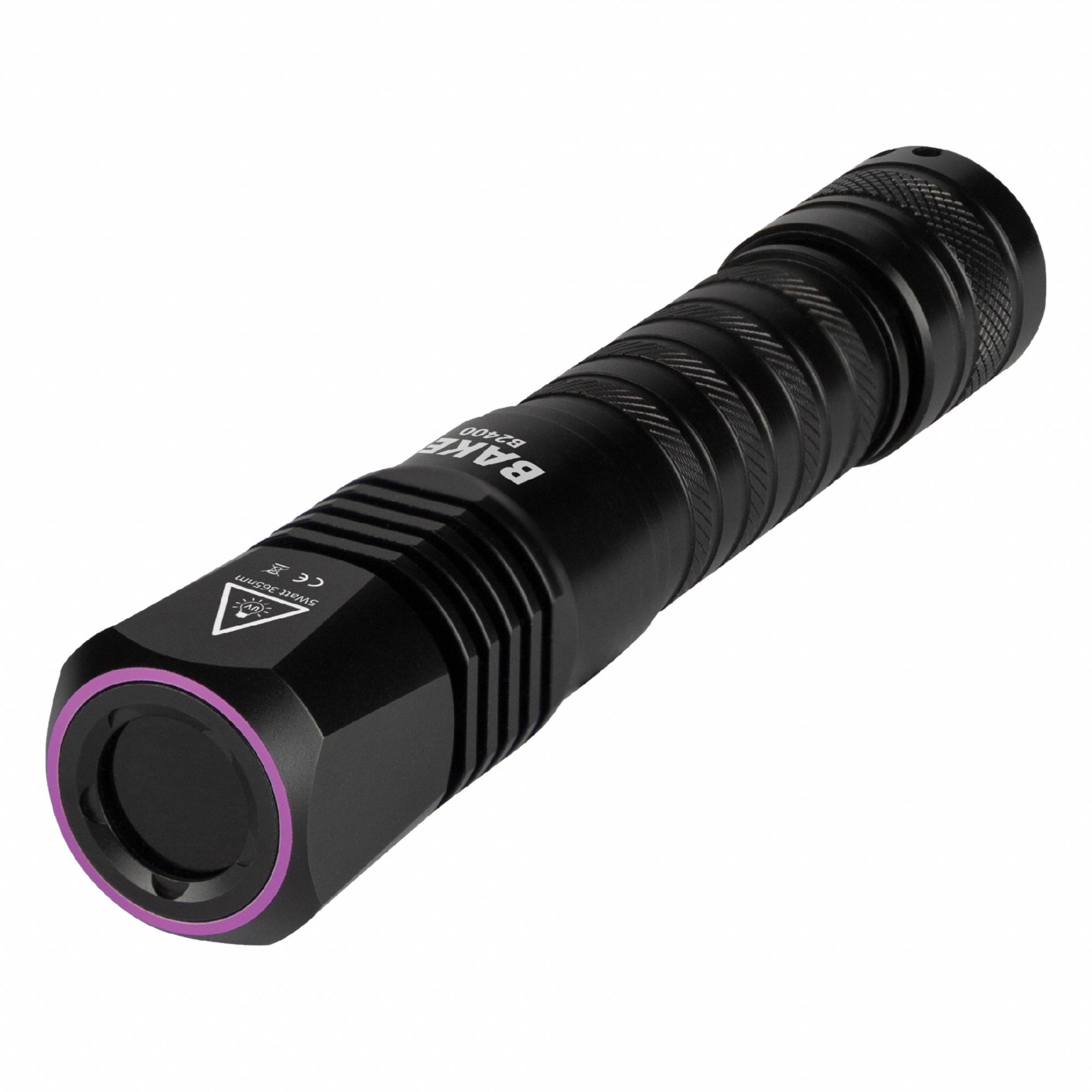 Flashlight: Rechargeable, 365 nm Wavelength, 2 hr Run Time at Max. Brightness
