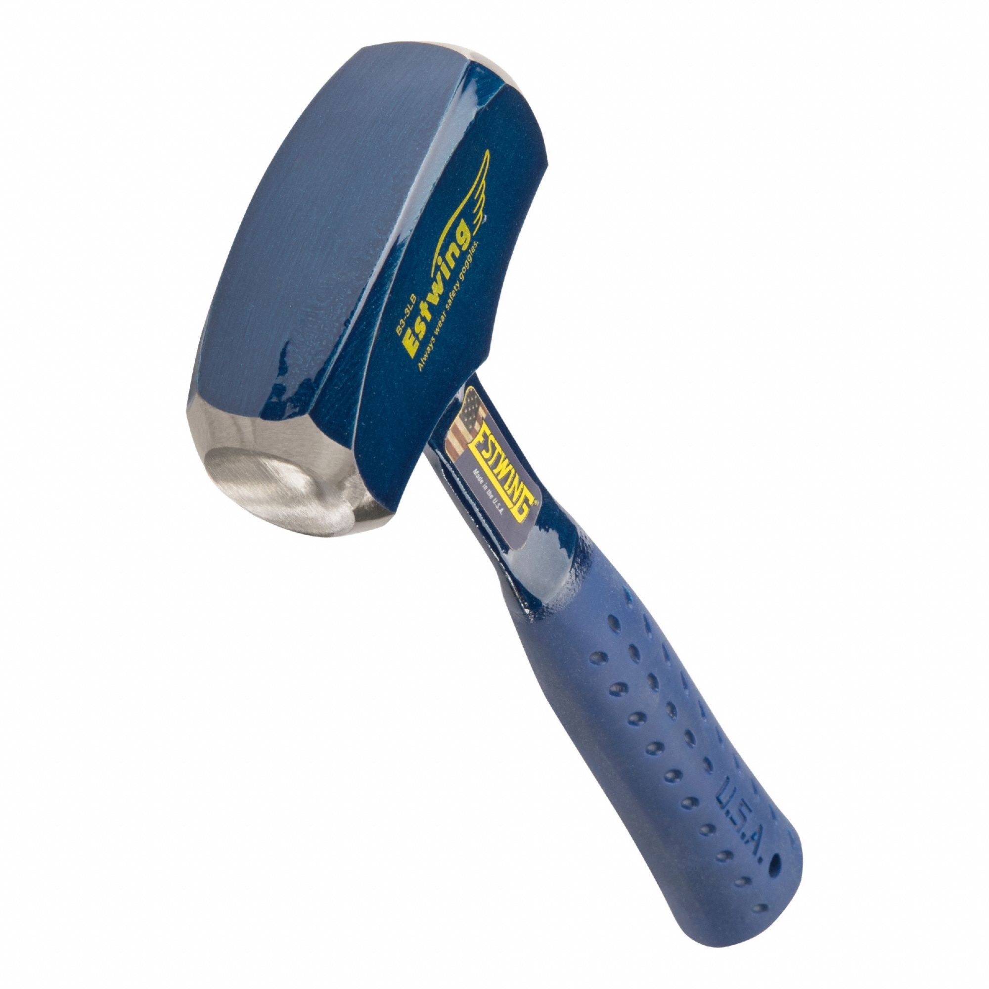 Sledge Hammer: Steel Handle, 3 lb Head Wt, 1 3/8 in Dia, 11 in Overall Lg, Round Shape, Plain Grip