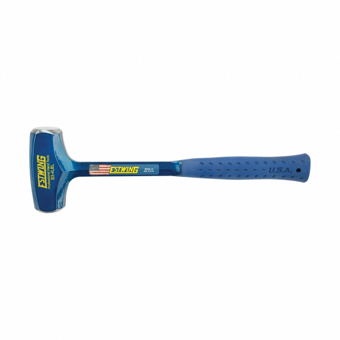 Sledge Hammer: Steel Handle, 4 lb Head Wt, 1 3/8 in Dia, 16 in Overall Lg, Round Shape, Plain Grip