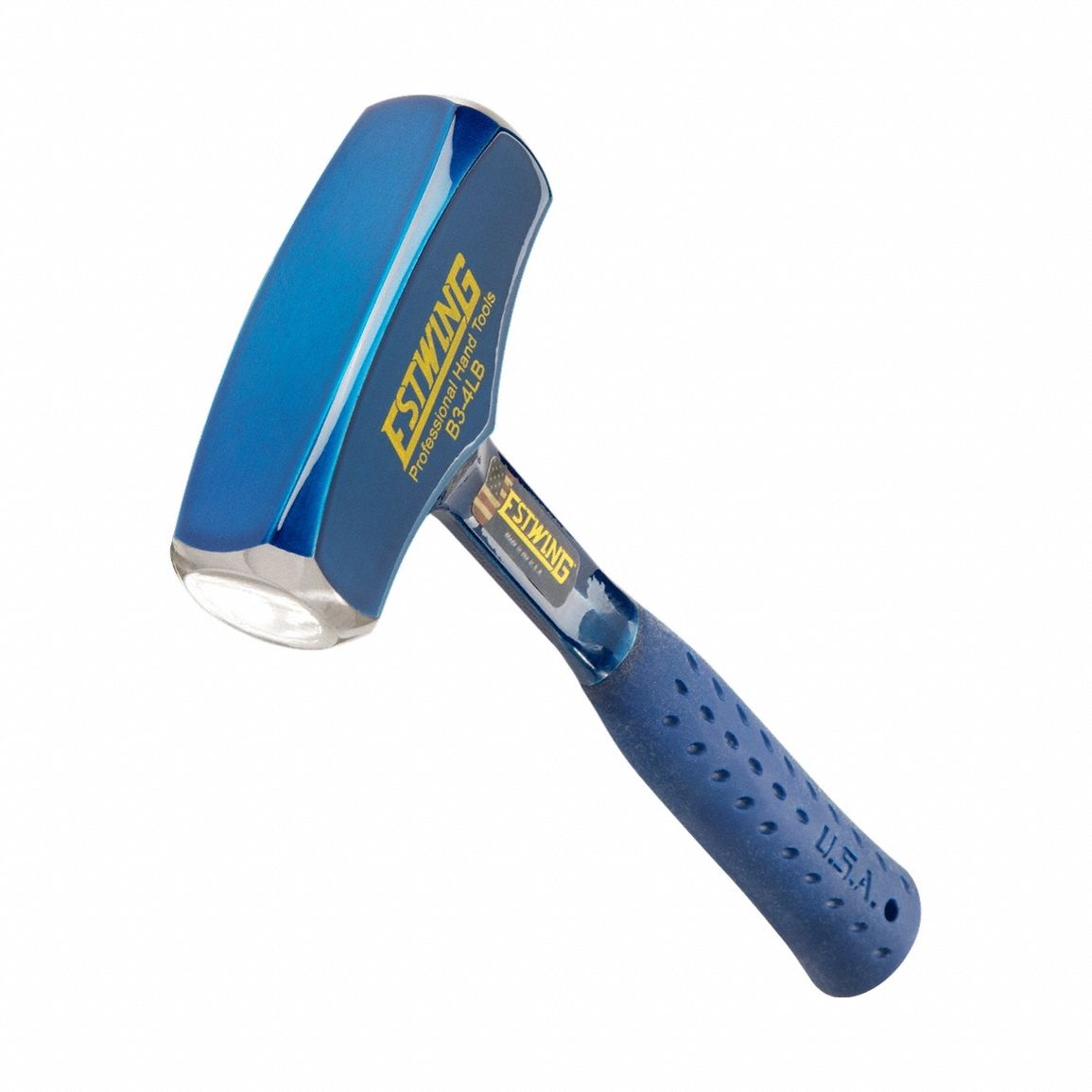 Sledge Hammer: Steel Handle, 4 lb Head Wt, 1 3/8 in Dia, 11 in Overall Lg, Round Shape, Plain Grip