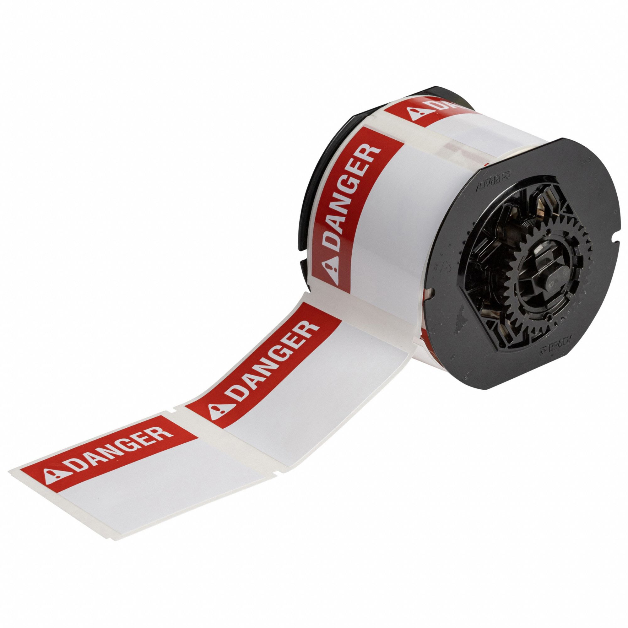 Pre-Cut Label Stock Roll: Danger, 3 in x 3 in, 3 in x 3 in, Polyester, White, Indoor/Outdoor