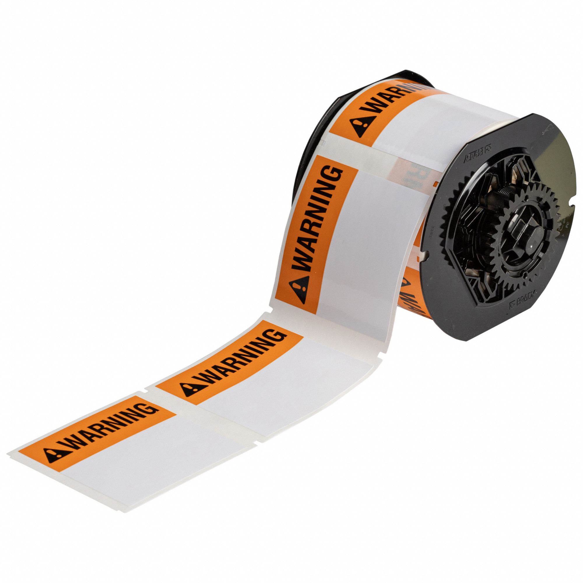 Pre-Cut Label Stock Roll: Warning, 3 in x 3 in, 3 in x 3 in, Polyester, White, Indoor/Outdoor