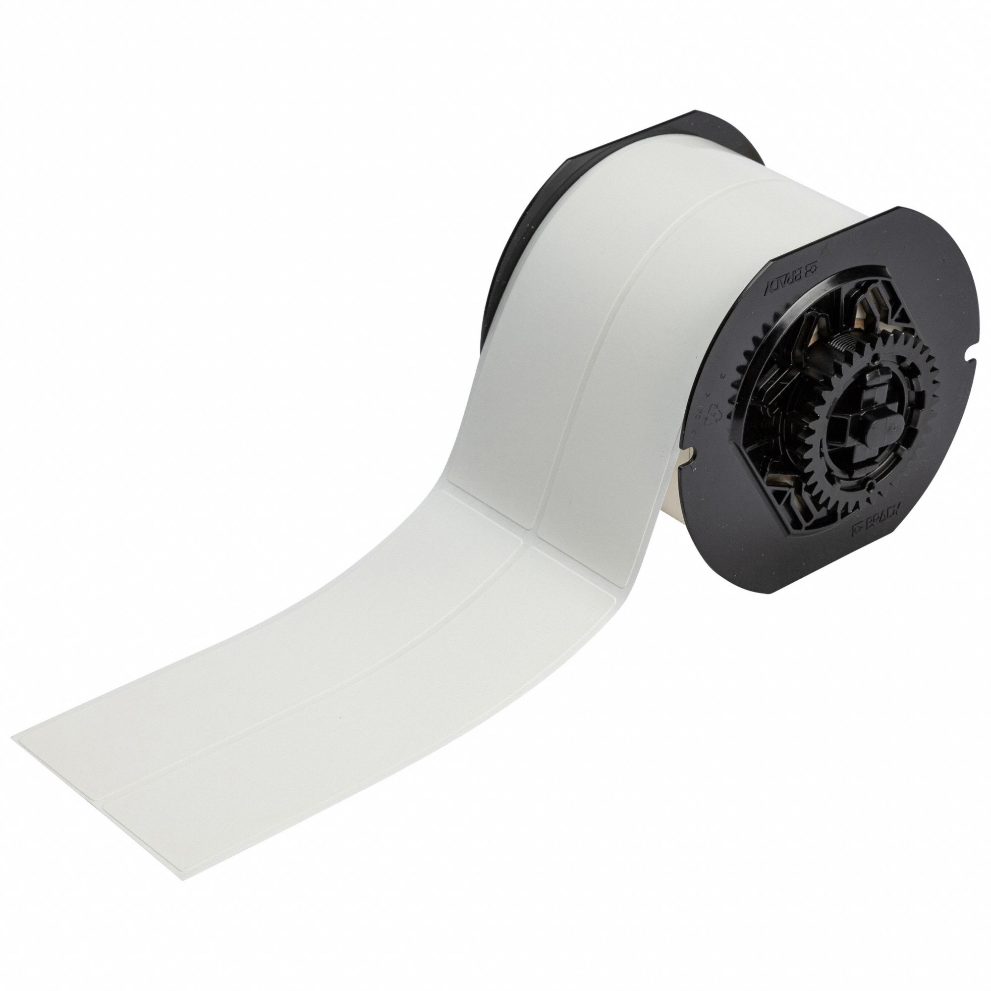 Pre-Cut Label Stock Roll: 6 in x 1 1/2 in, Rubber, Removeable and Repositionable Adhesive