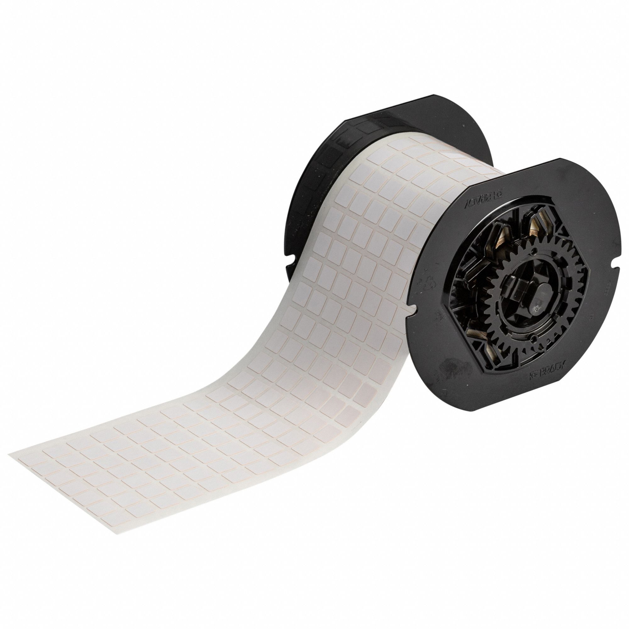 Pre-Cut Label Stock Roll: 3/8 in x 3/8 in, Acrylic, Permanent Adhesive, 10, 000 Labels, Permanent