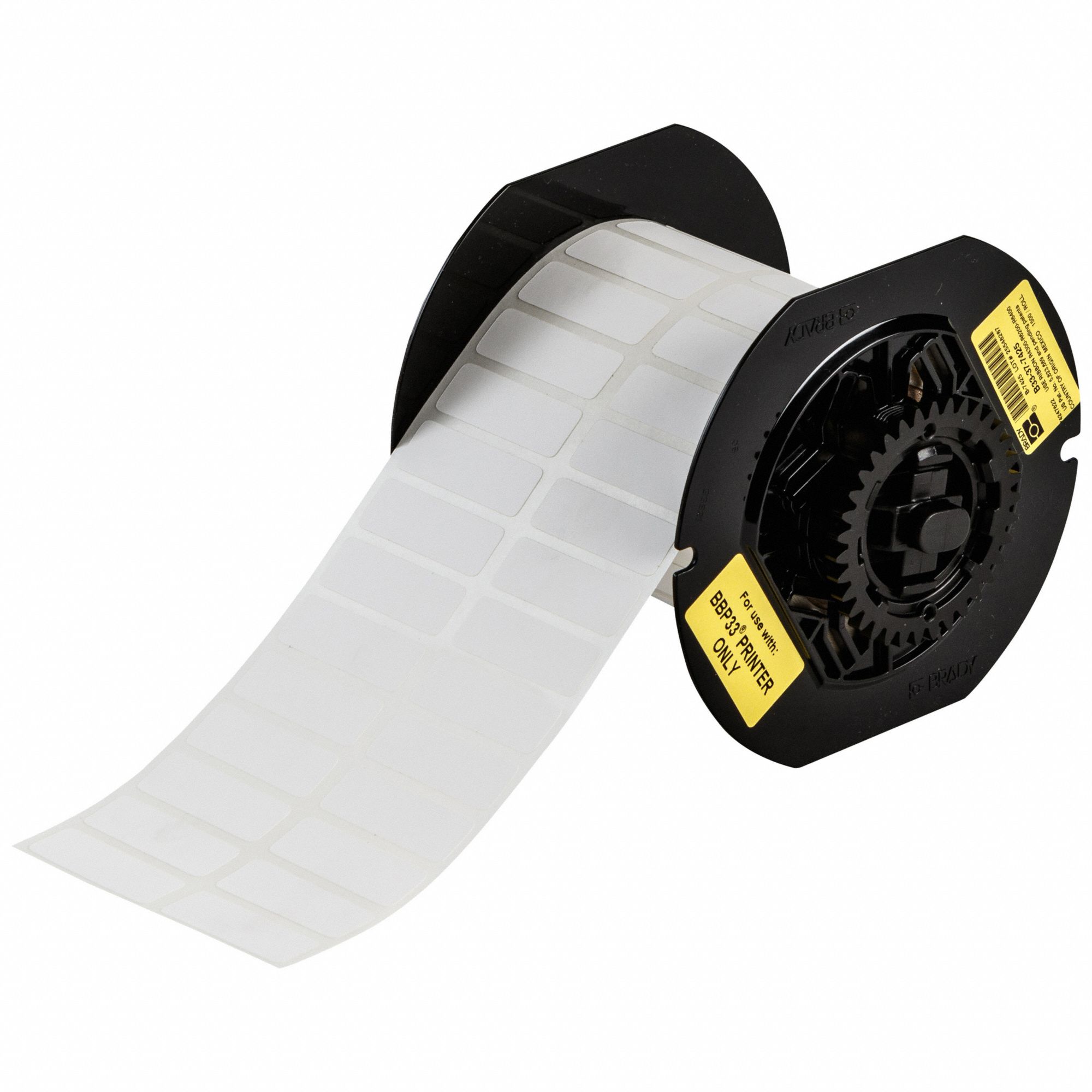 Pre-Cut Label Stock Roll: 1/2 in x 1 1/2 in, Acrylic, Permanent Adhesive, 5, 000 Labels, Permanent