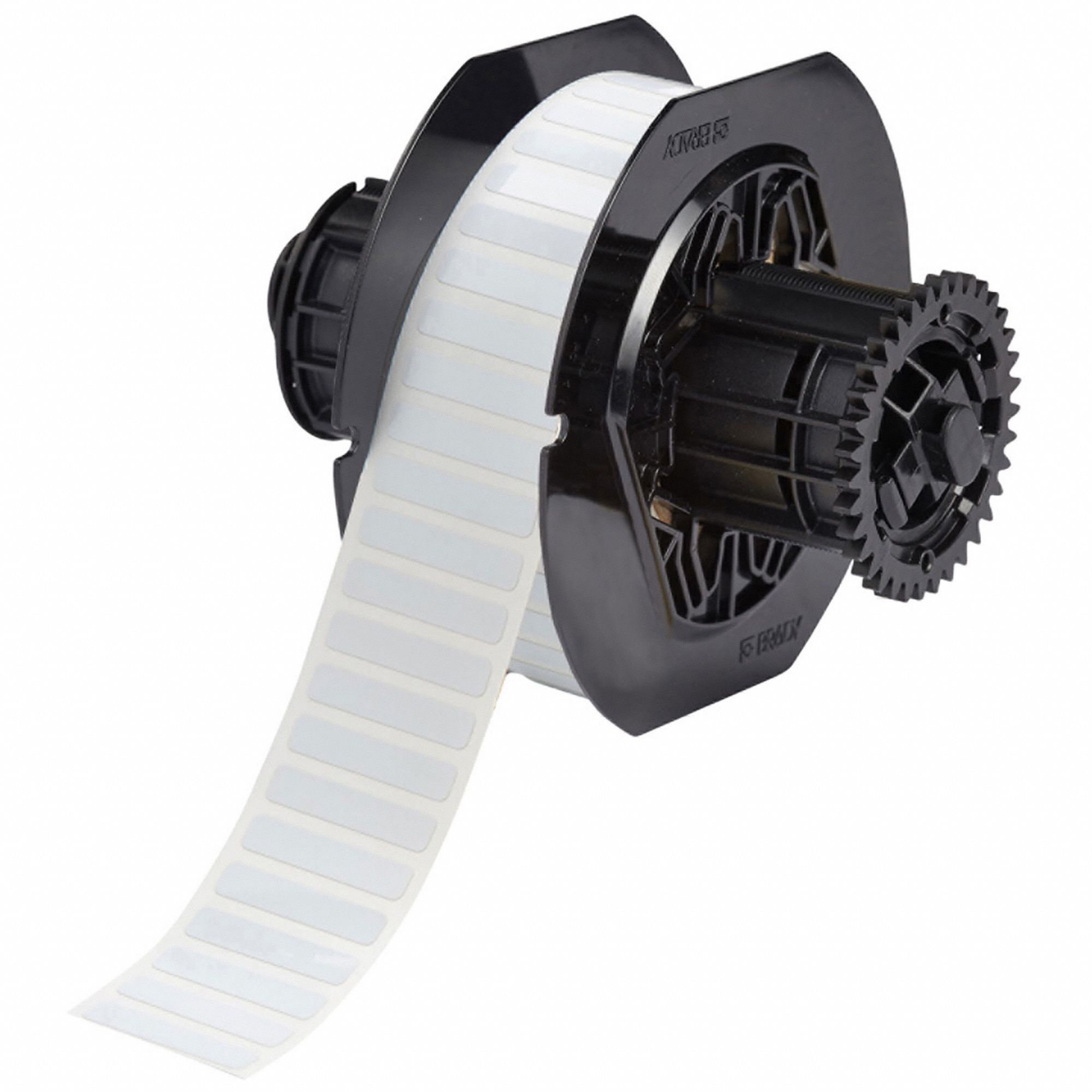 Pre-Cut Label Stock Roll: 1/4 in x 1 1/4 in, 1 1/4 in x 1/4 in, Polyimide, White (Gloss)