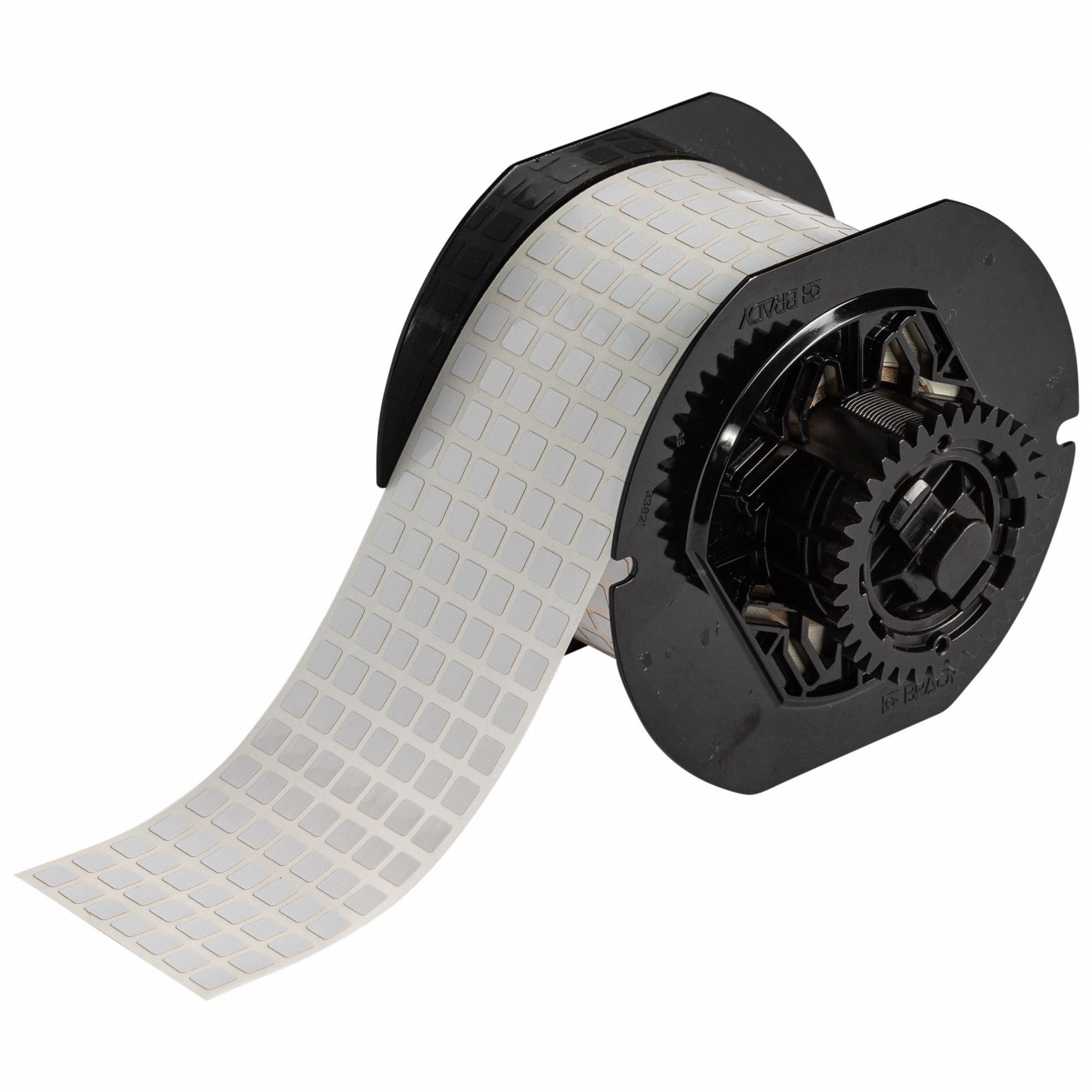 Pre-Cut Label Stock Roll: 1/4 in x 1/4 in, Acrylic, Permanent Adhesive, 20, 000 Labels, Permanent