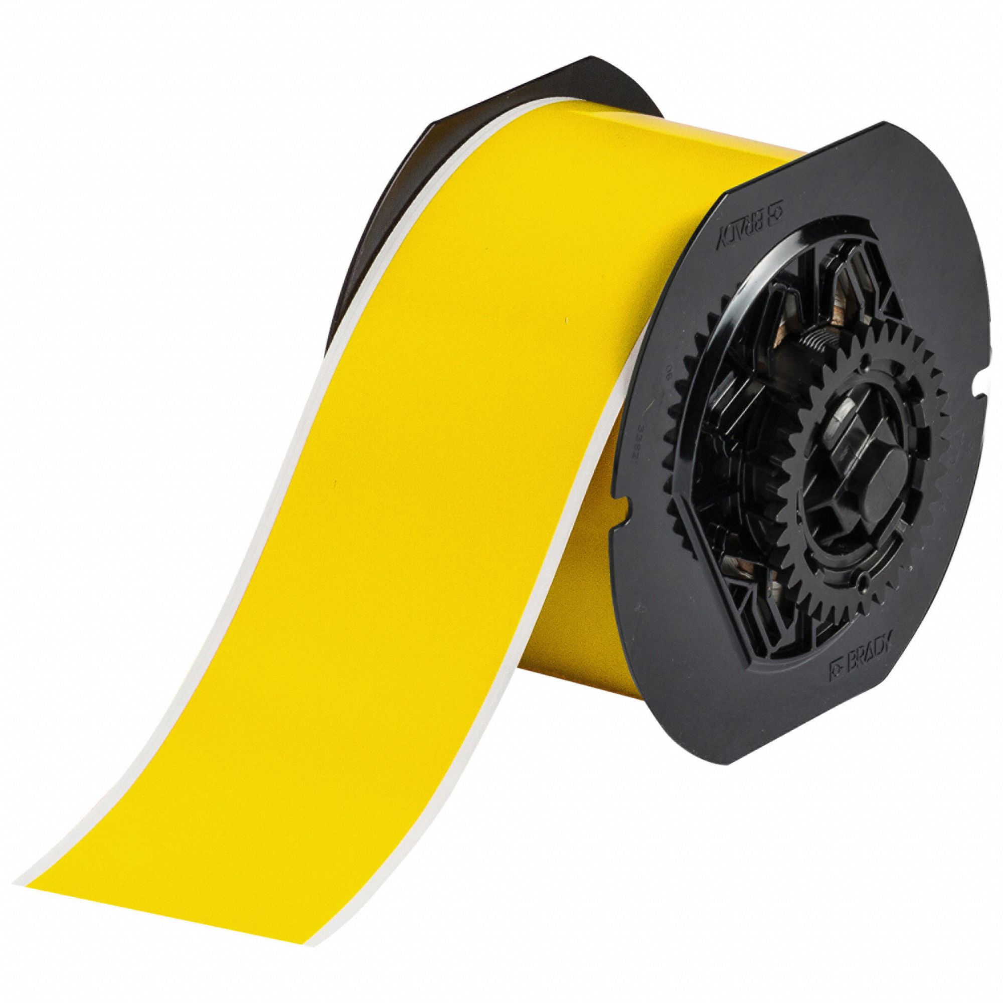 Continuous Label Stock: 2 in x 100 ft, Polyester, Yellow (Gloss), Outdoor