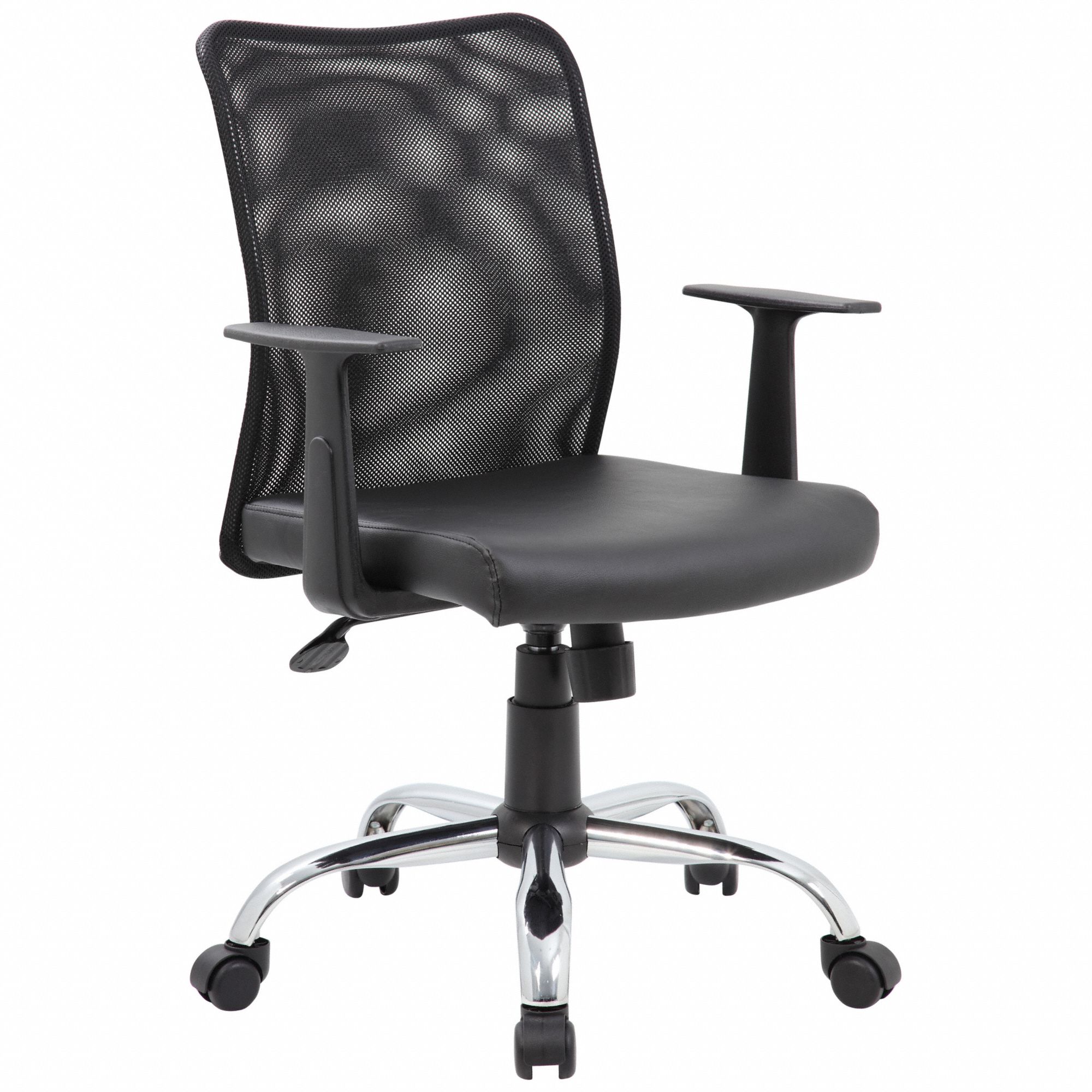 Office Chair: Black, Mesh Material, 21 in Back Ht, 19 in Seat Wd, 17 1/2 in Seat Dp