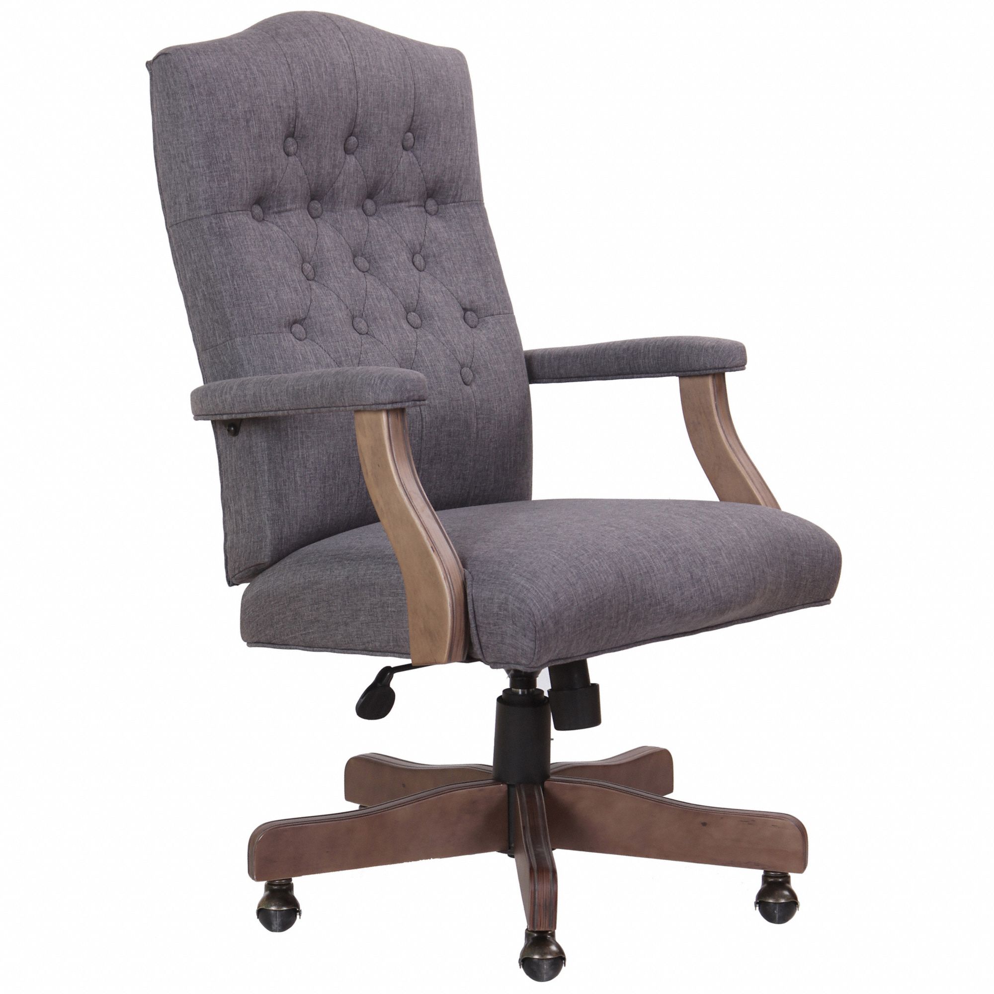 Office Chair: Gray, Fabric Material, 27 1/2 in Back Ht, 24 in Seat Wd, 21 in Seat Dp