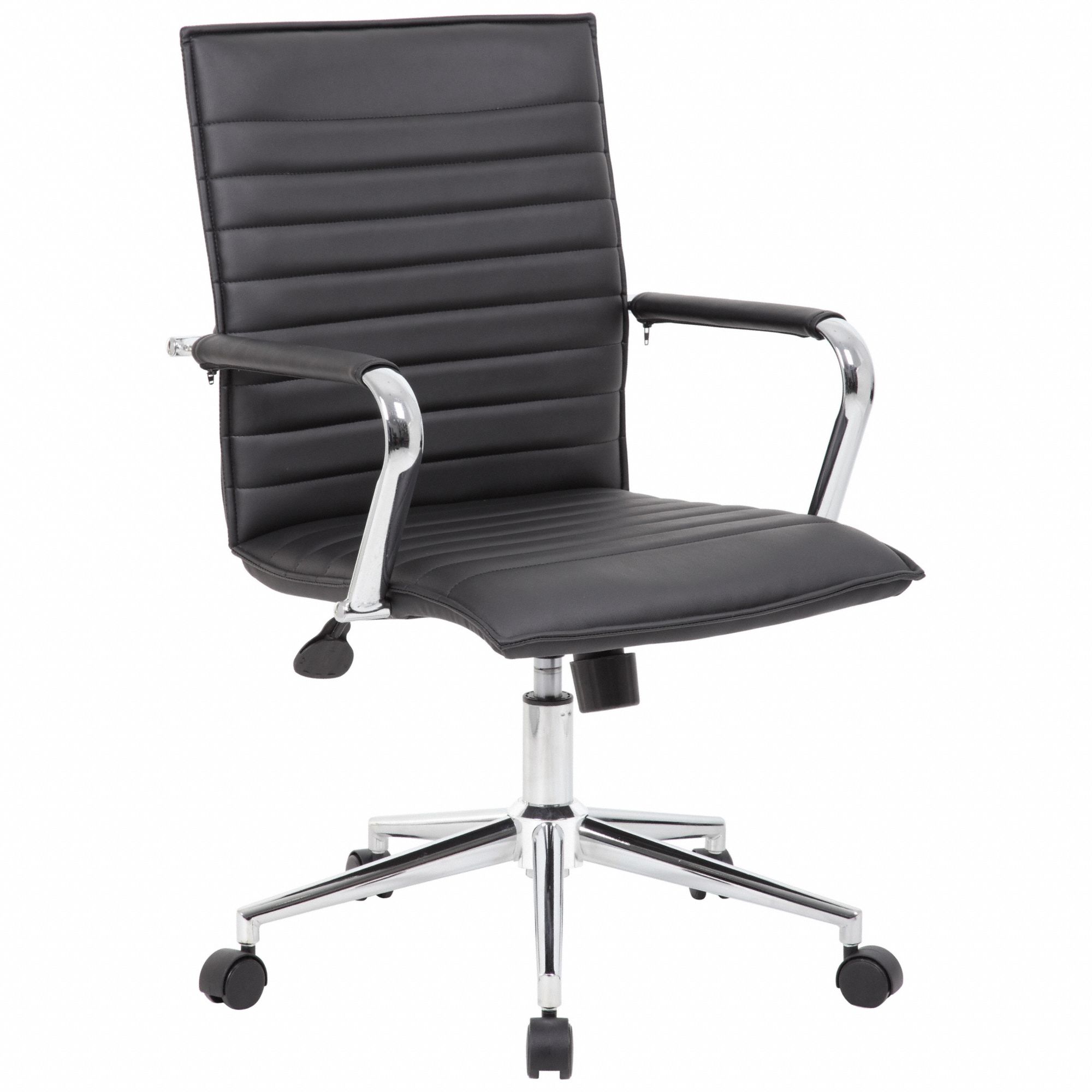 Office Chair: Black, Vinyl Material, 19 1/2 in Back Ht, 20 in Seat Wd, 18 in Seat Dp