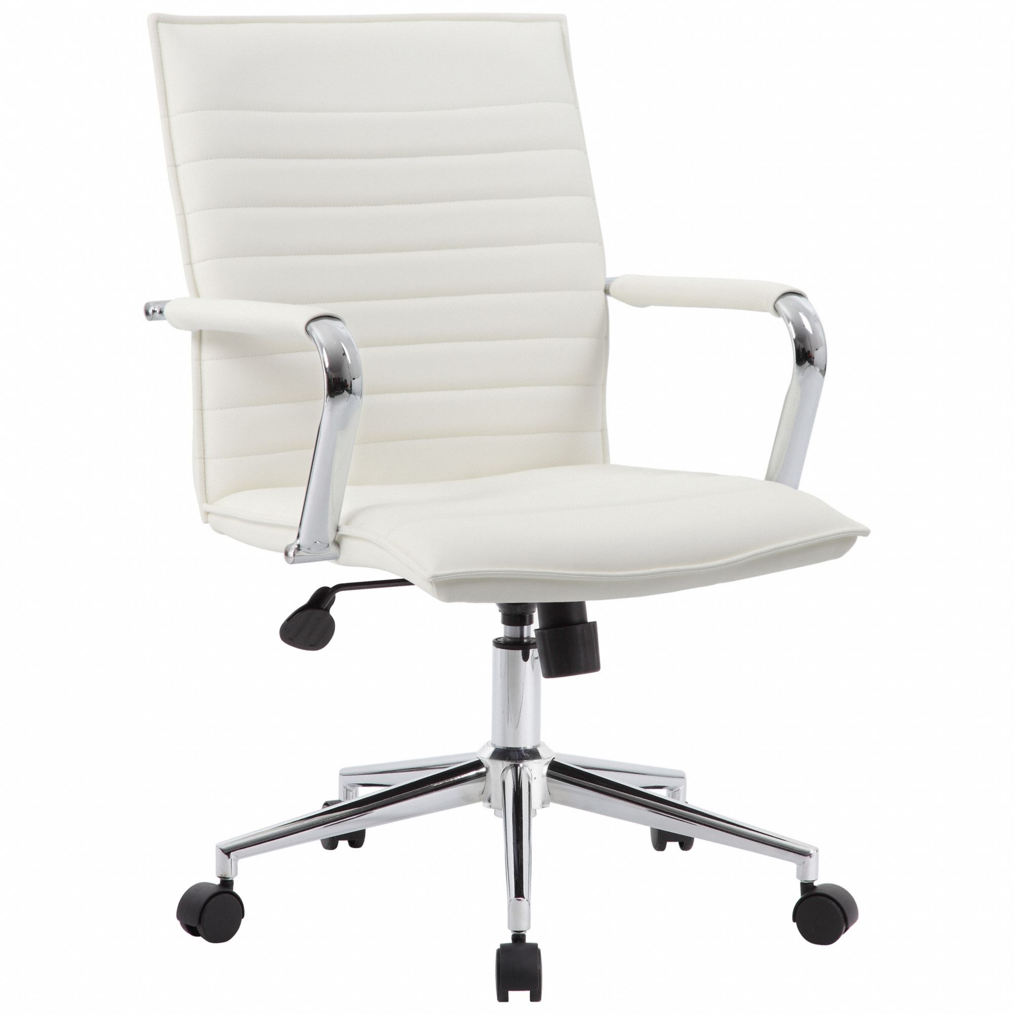 Office Chair: White, Vinyl Material, 19 1/2 in Back Ht, 20 in Seat Wd, 18 in Seat Dp