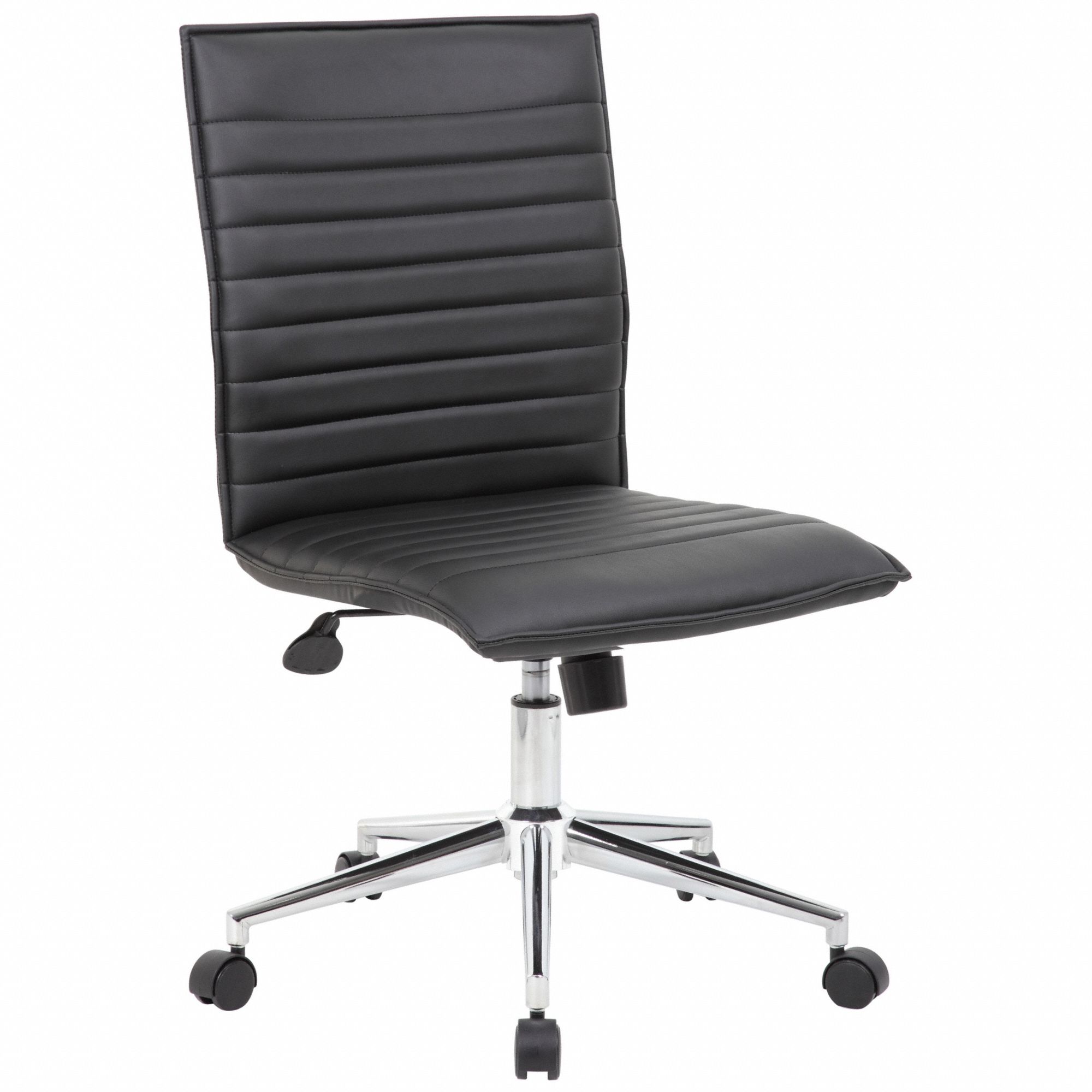 Office Chair: Black, Vinyl Material, 19 1/2 in Back Ht, 20 in Seat Wd, 18 in Seat Dp