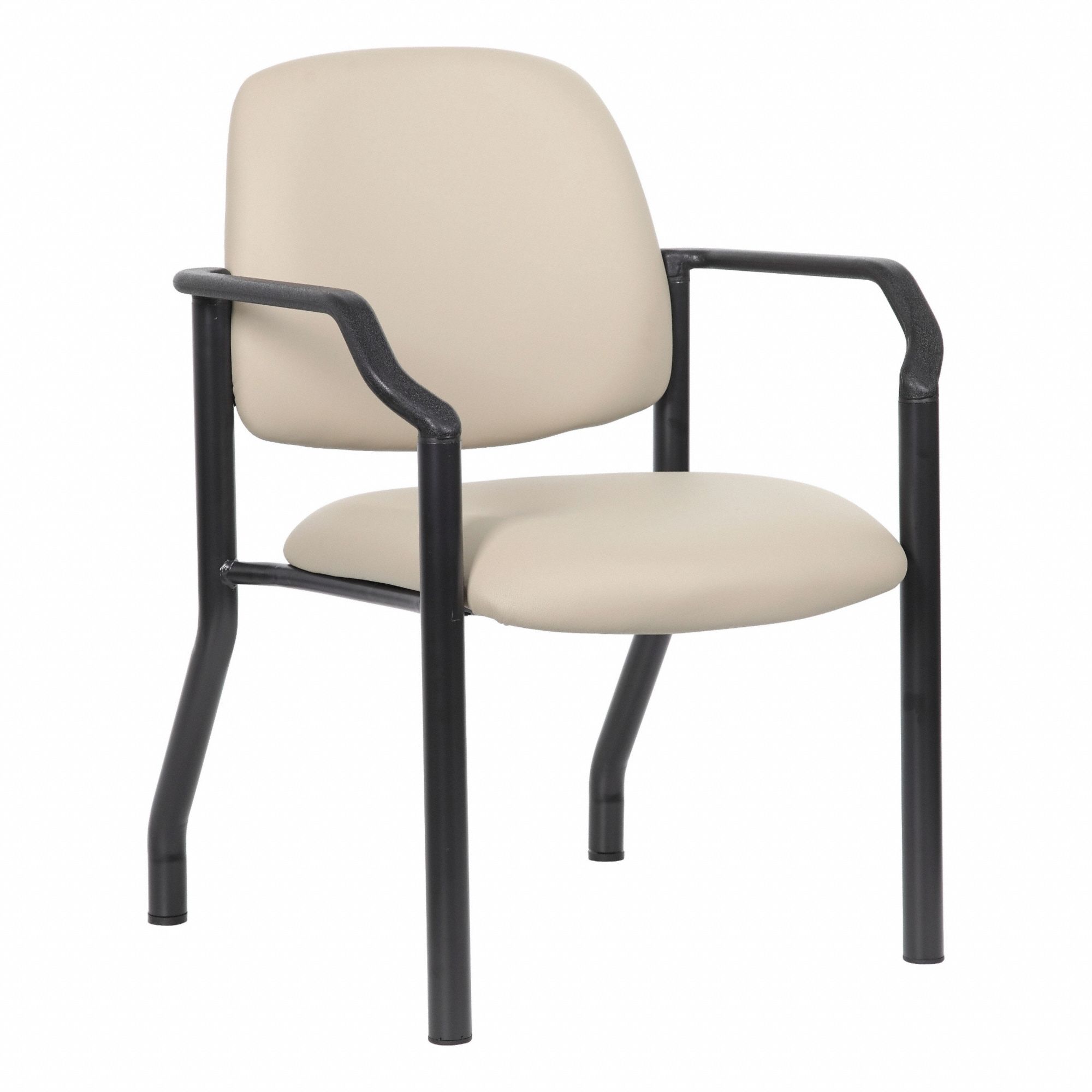 Frame Chair: Tan, Black, 0 Casters/Glides, Antimicrobial Material, 25 in Overall Wd, Vinyl
