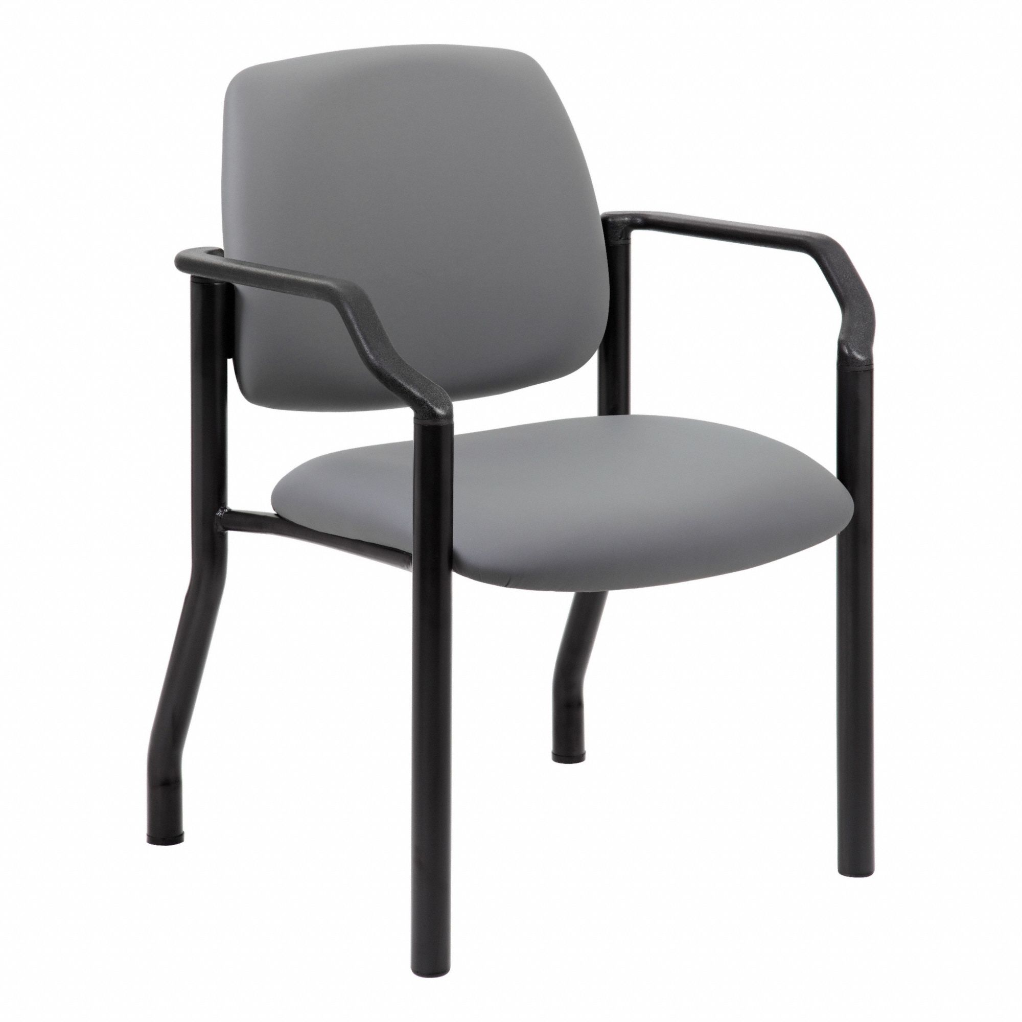 Frame Chair: Gray, Black, 0 Casters/Glides, Antimicrobial Material, 25 in Overall Wd, Vinyl