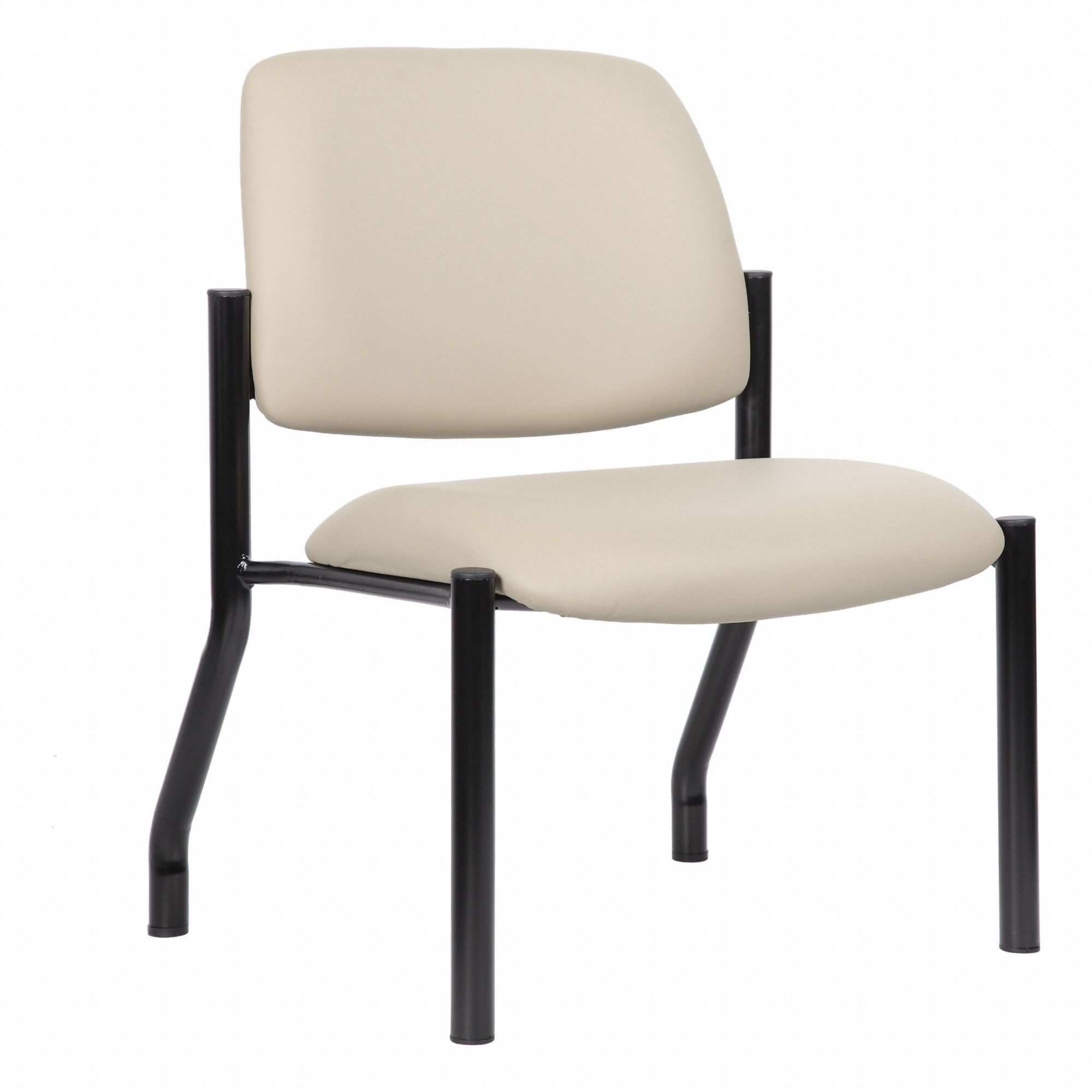 Frame Chair: Tan, Black, 0 Casters/Glides, Antimicrobial Material, 25 in Overall Wd, Vinyl