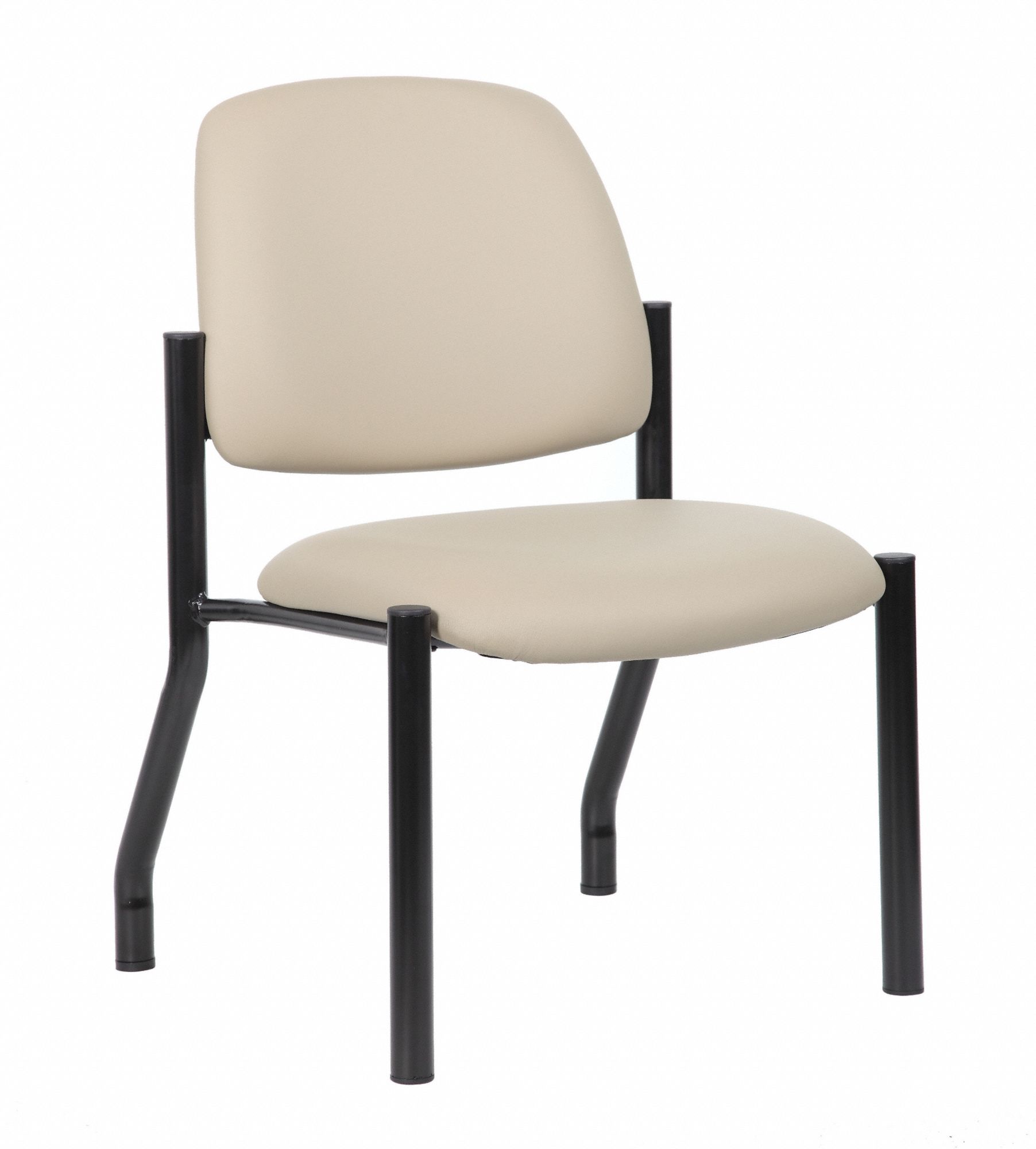 Frame Chair: Tan, Black, 0 Casters/Glides, Antimicrobial Material, 22 in Overall Wd, Vinyl