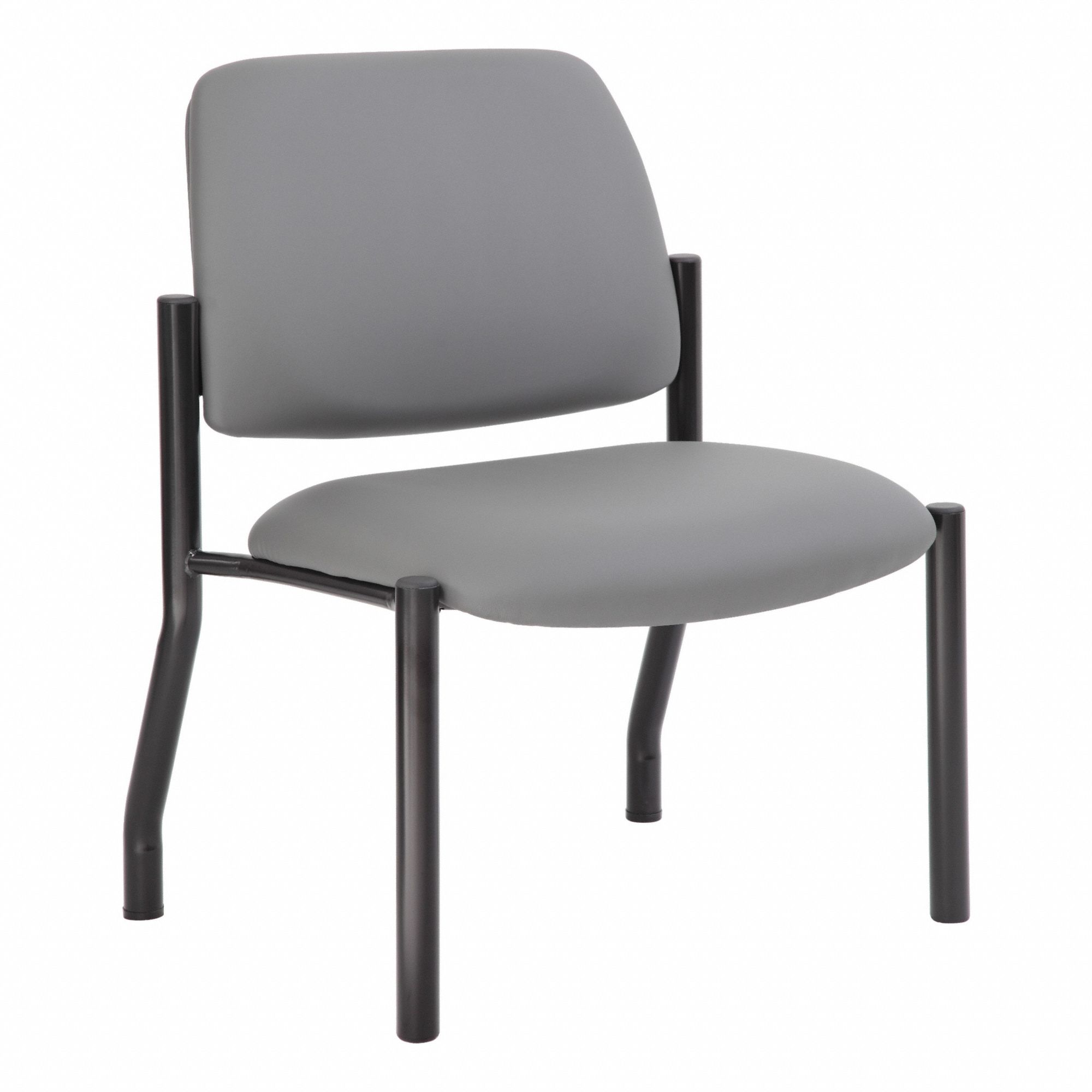 Frame Chair: Gray, Black, 0 Casters/Glides, Antimicrobial Material, 22 in Overall Wd, Vinyl