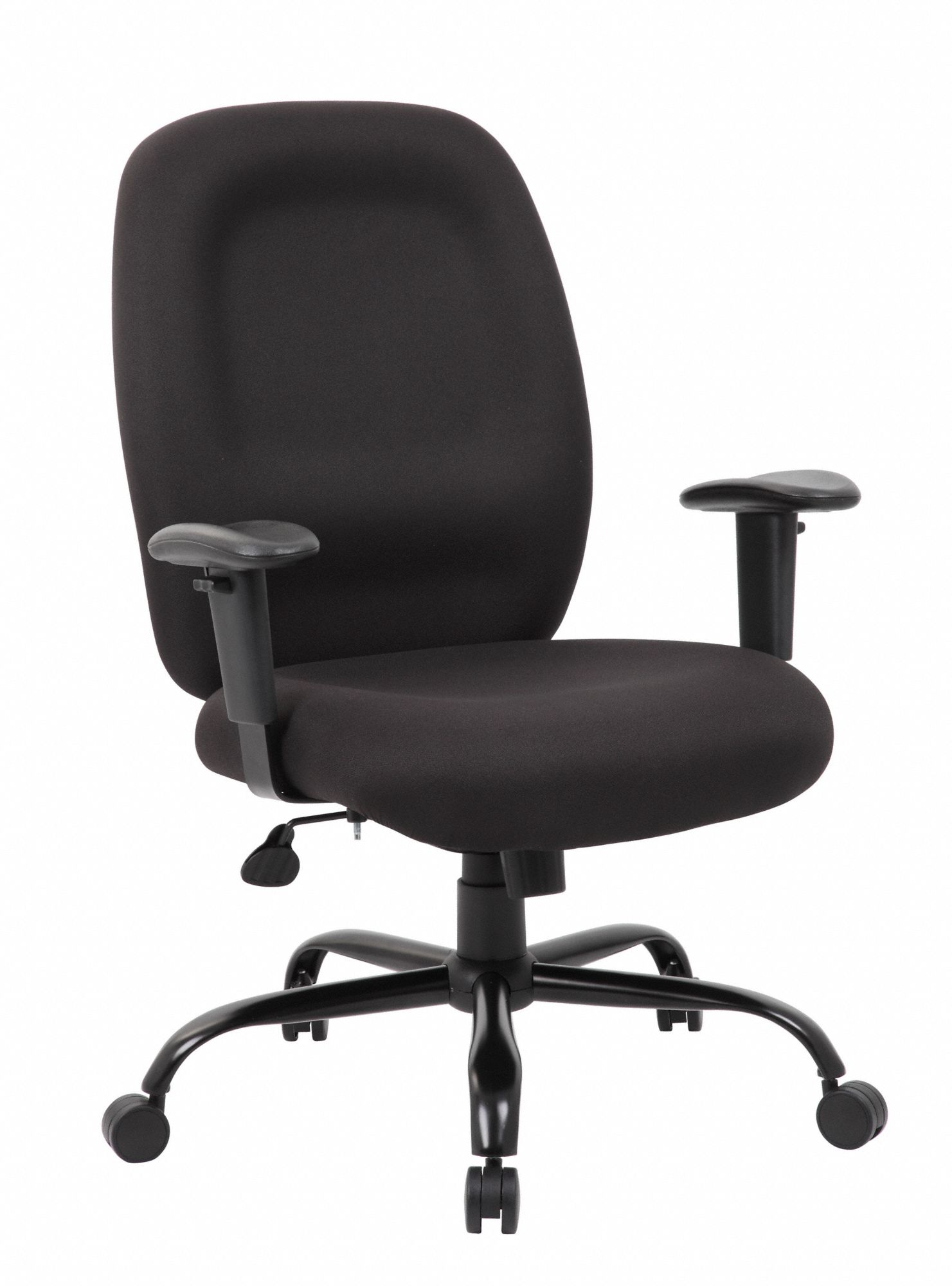 Office Chair: Ht, Black, Fabric Material, 25 in Back Ht, 22 1/2 in Seat Wd, 20 1/2 in Seat Dp