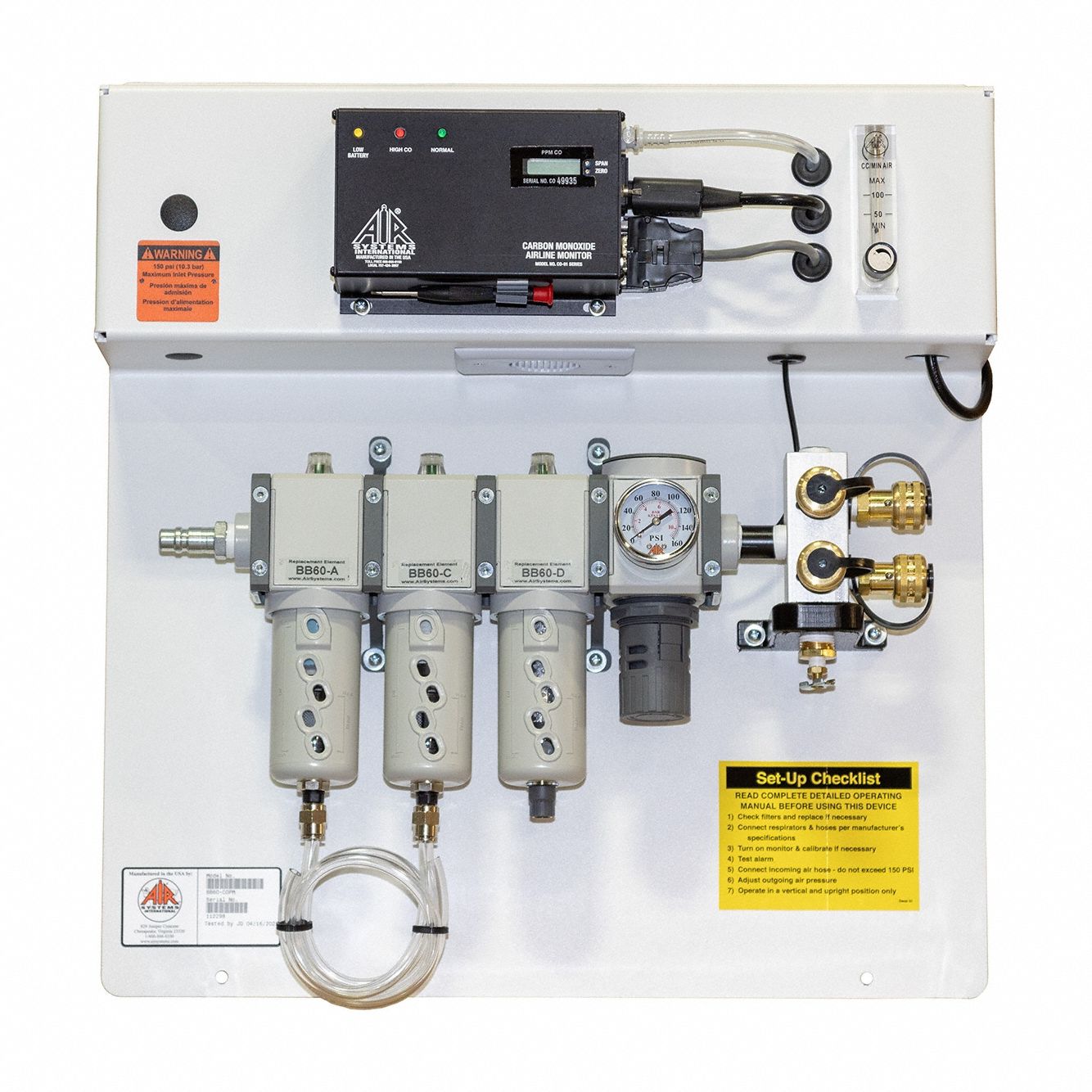 BREATHING AIR 60CFM STEEL PANEL UNIT
