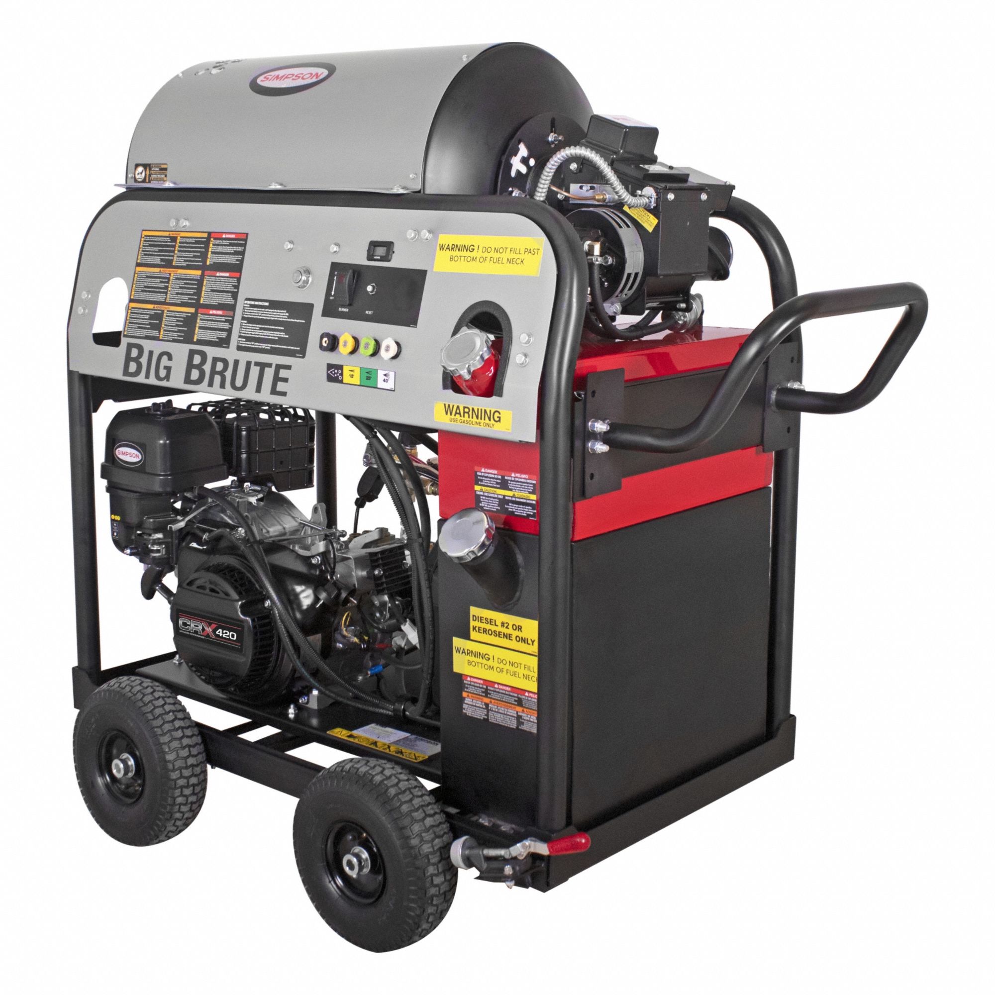 Gas-Powered Pressure Washer: Heavy Duty, Cart, 4, 000 psi, 4 gpm, 12 hp Horsepower