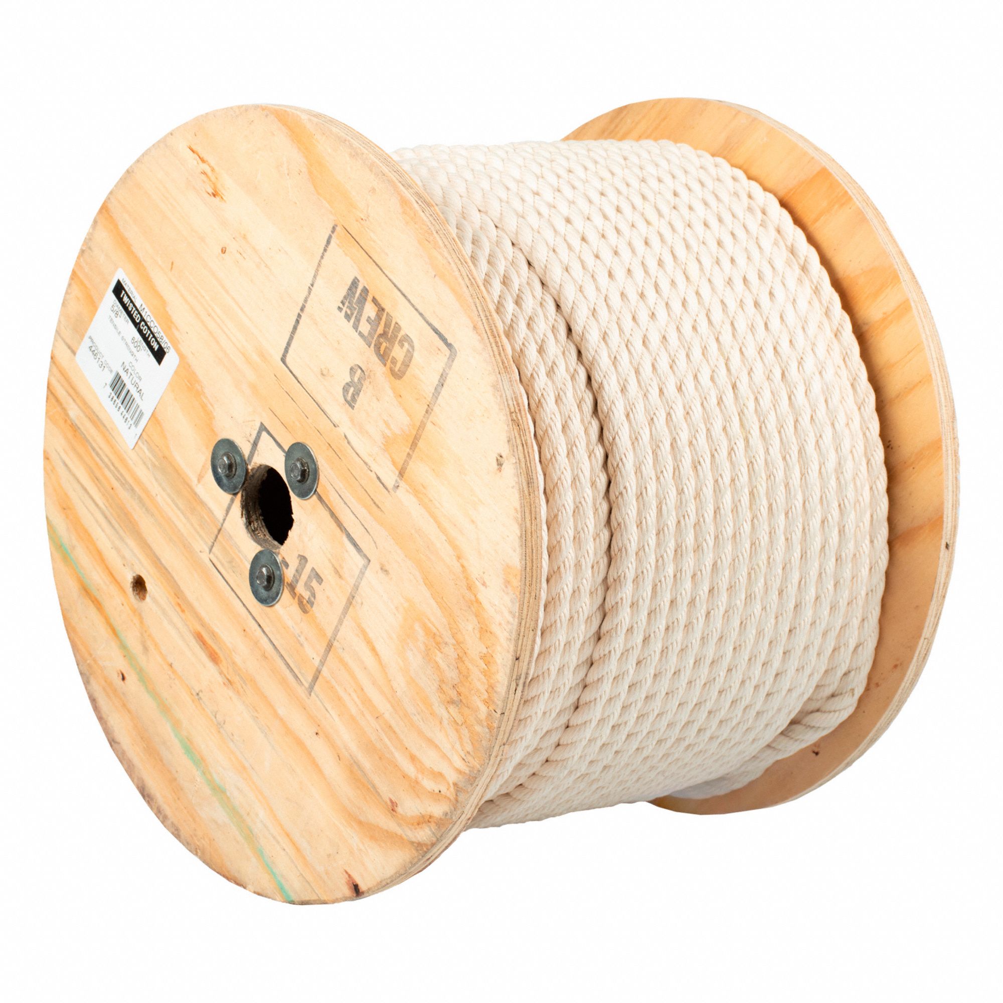 COTTON ROPE,3 STRAND,5/8IN X 600 WOOD