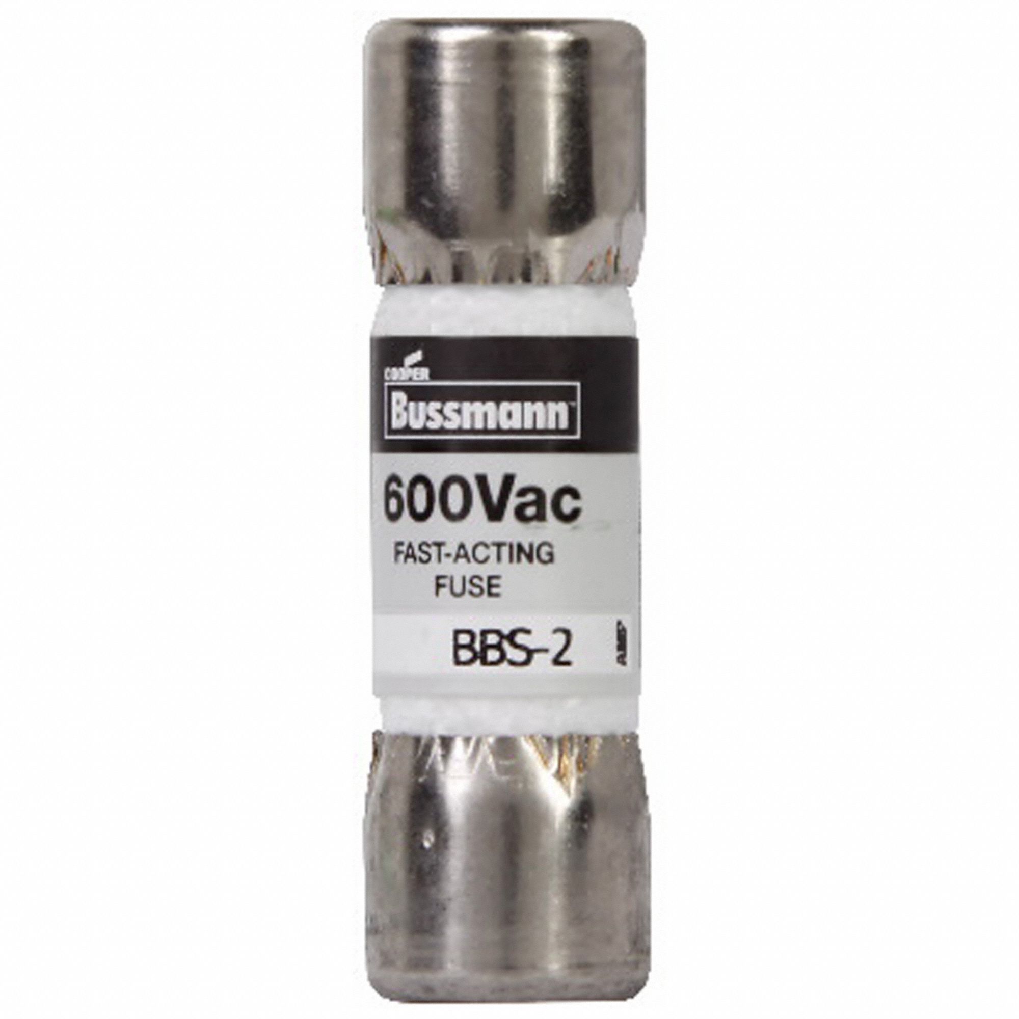 FUSE, 2 AMPS, 600V AC, 10KA AT 600V AC, 1⅜ IN L X 13/32 IN DIAMETER FUSE SIZE, BBS