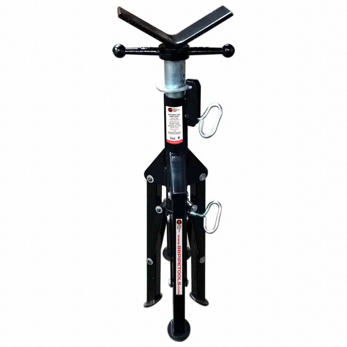 V-Head Pipe Stand: V Head, 2, 500 lb Max Load Capacity, Folding Leg, 24 in Pipe Size Range